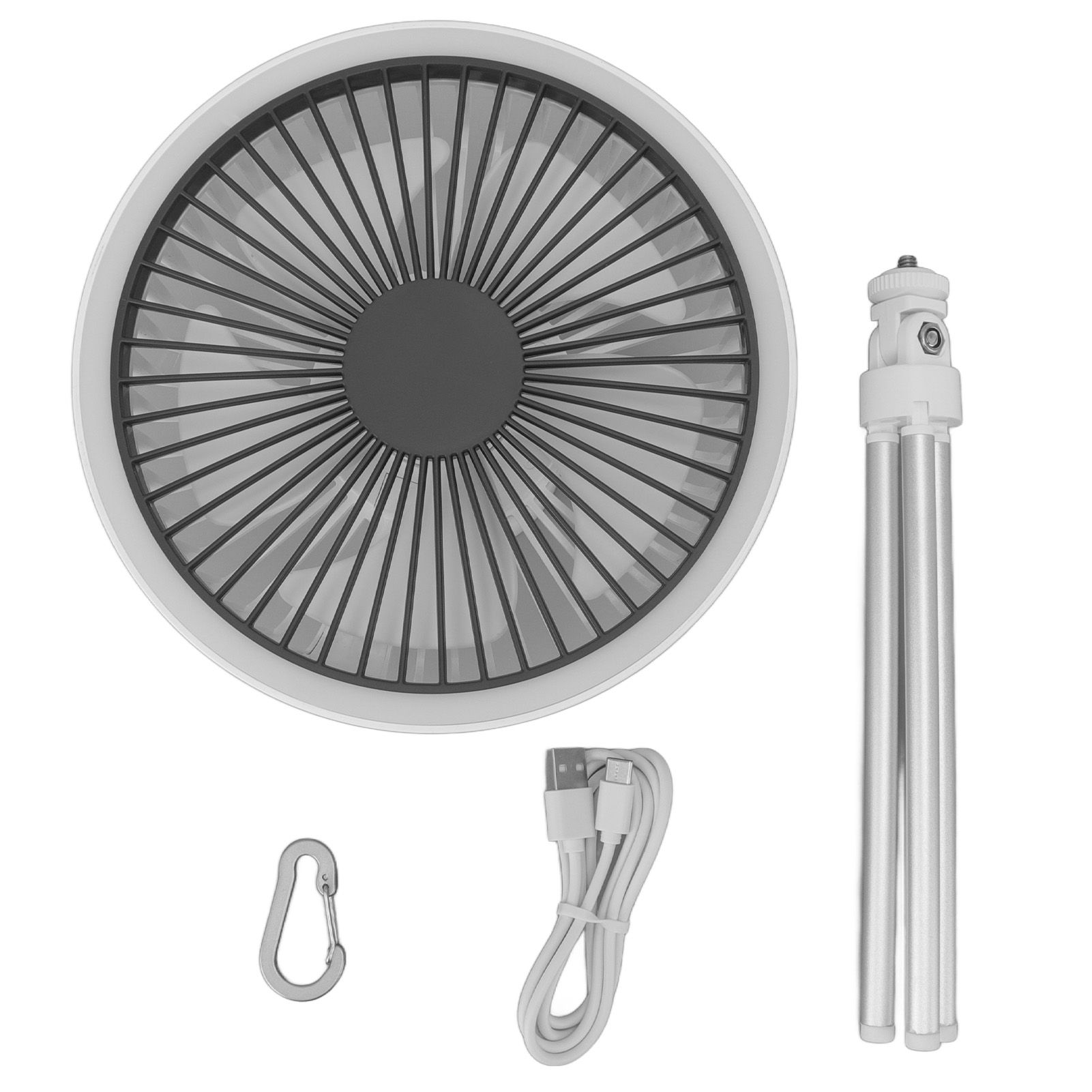Tripod Fan 10000mAh 3 Gears Adjustable Timing Function Portable Desktop Fan with Light for Outdoor Camping White - Image 1