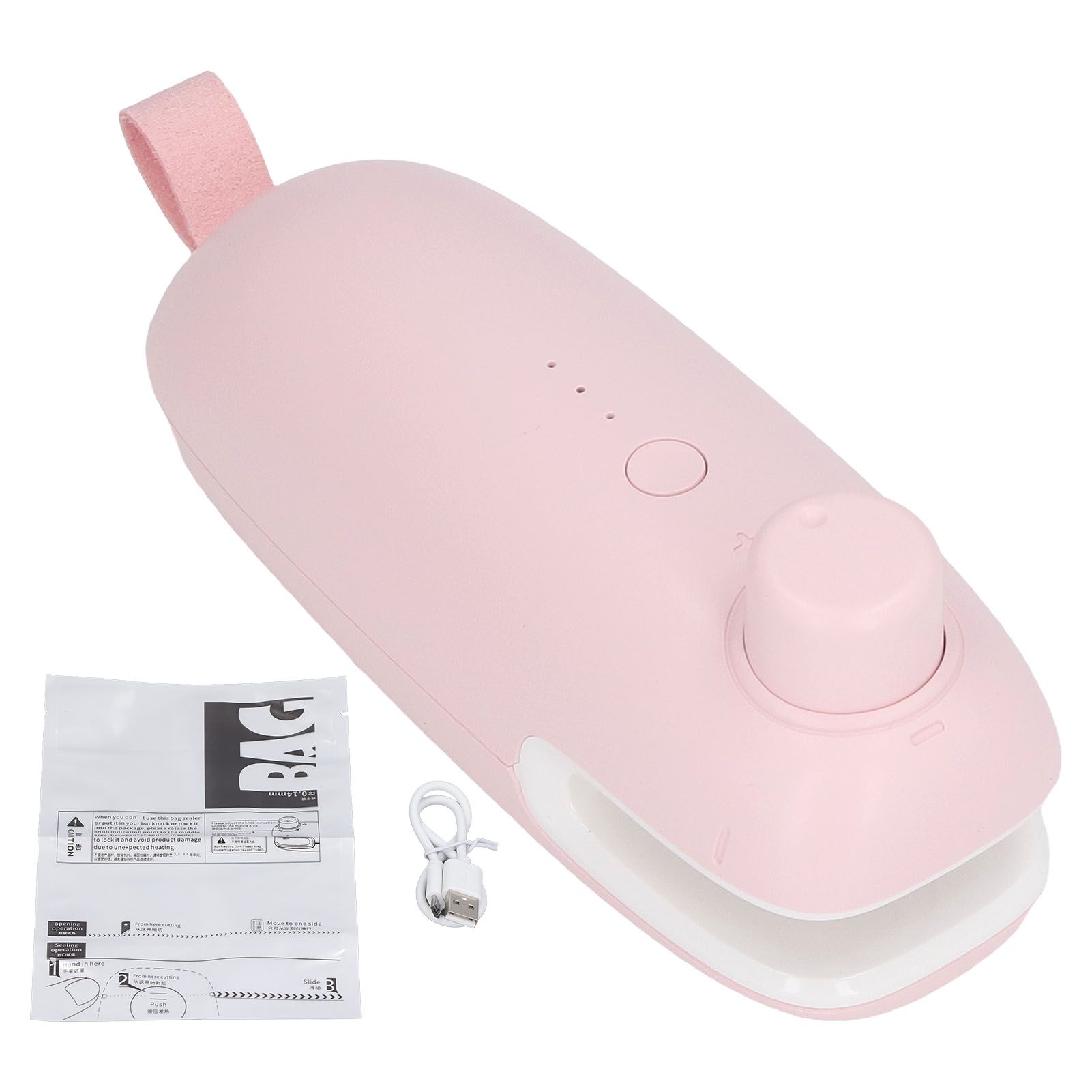 Heat Bag Sealer USB Charging Cutter Sealing Cutting Machine Tool for Better Storage Pink - Image 1