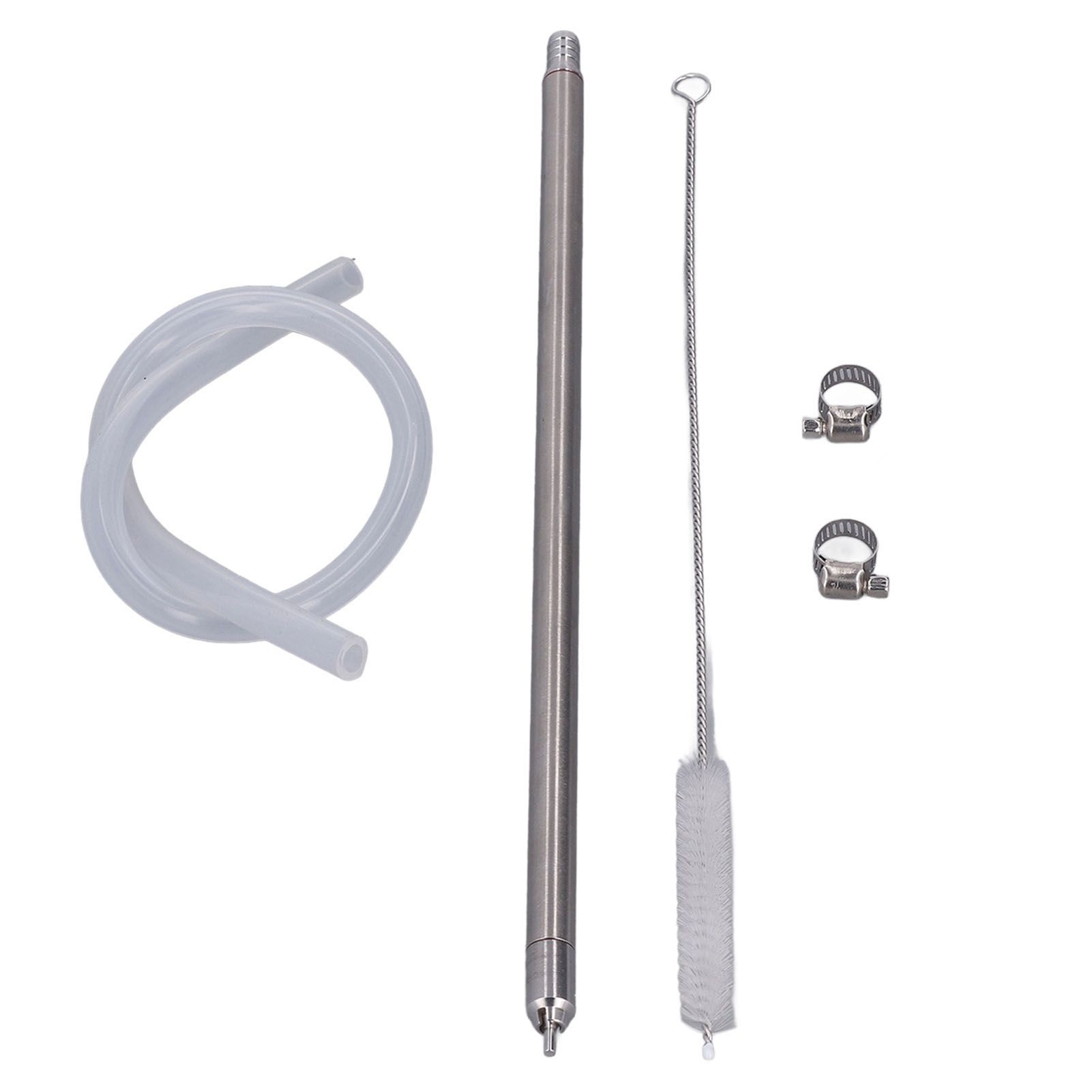35.2cm Length Spring Loaded Beer Bottle Filler Stainless Steel Wine Bottle Filler Wand with Cleaning Brush Hose Clamp - Image 1