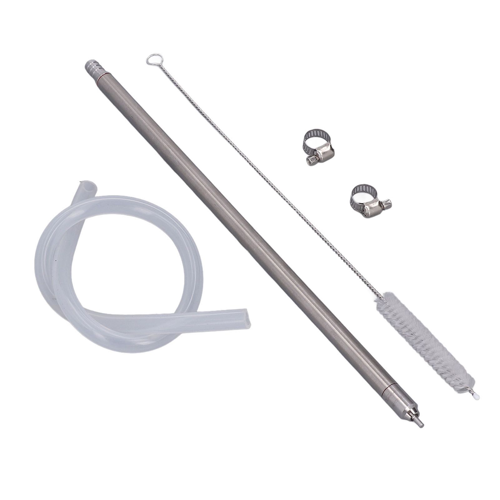 35.2cm Length Spring Loaded Beer Bottle Filler Stainless Steel Wine Bottle Filler Wand with Cleaning Brush Hose Clamp - Image 2