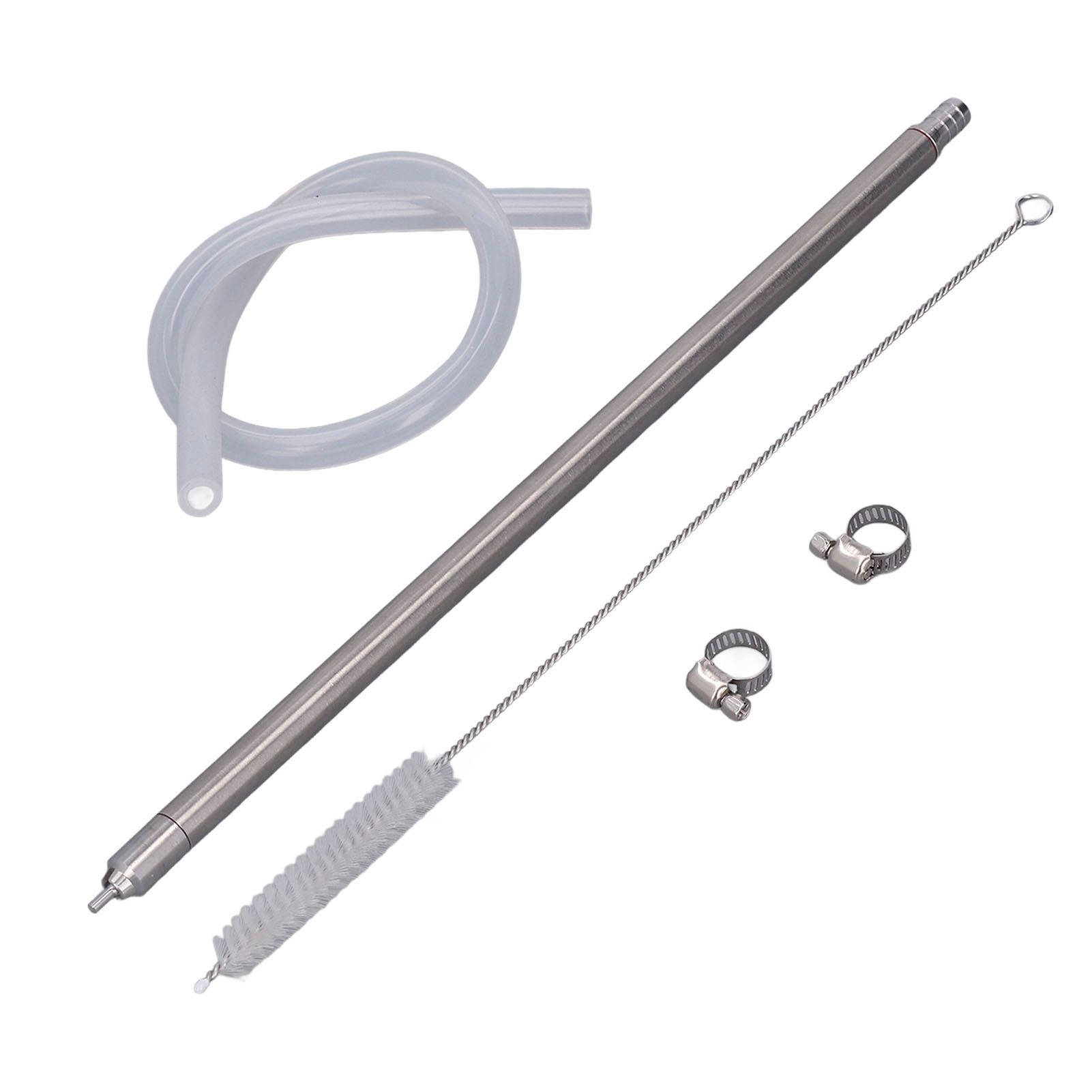 35.2cm Length Spring Loaded Beer Bottle Filler Stainless Steel Wine Bottle Filler Wand with Cleaning Brush Hose Clamp - Image 3