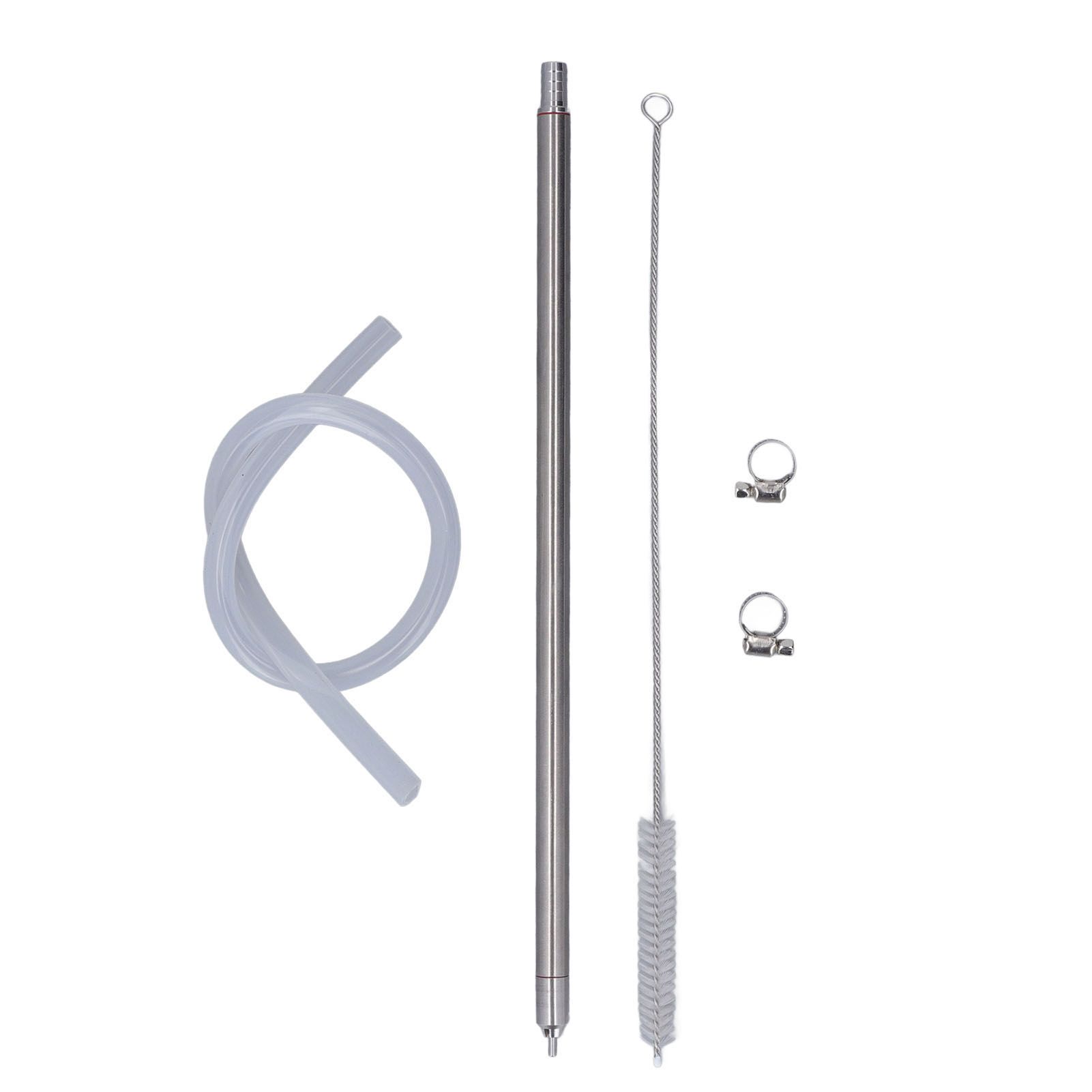 35.2cm Length Spring Loaded Beer Bottle Filler Stainless Steel Wine Bottle Filler Wand with Cleaning Brush Hose Clamp - Image 4