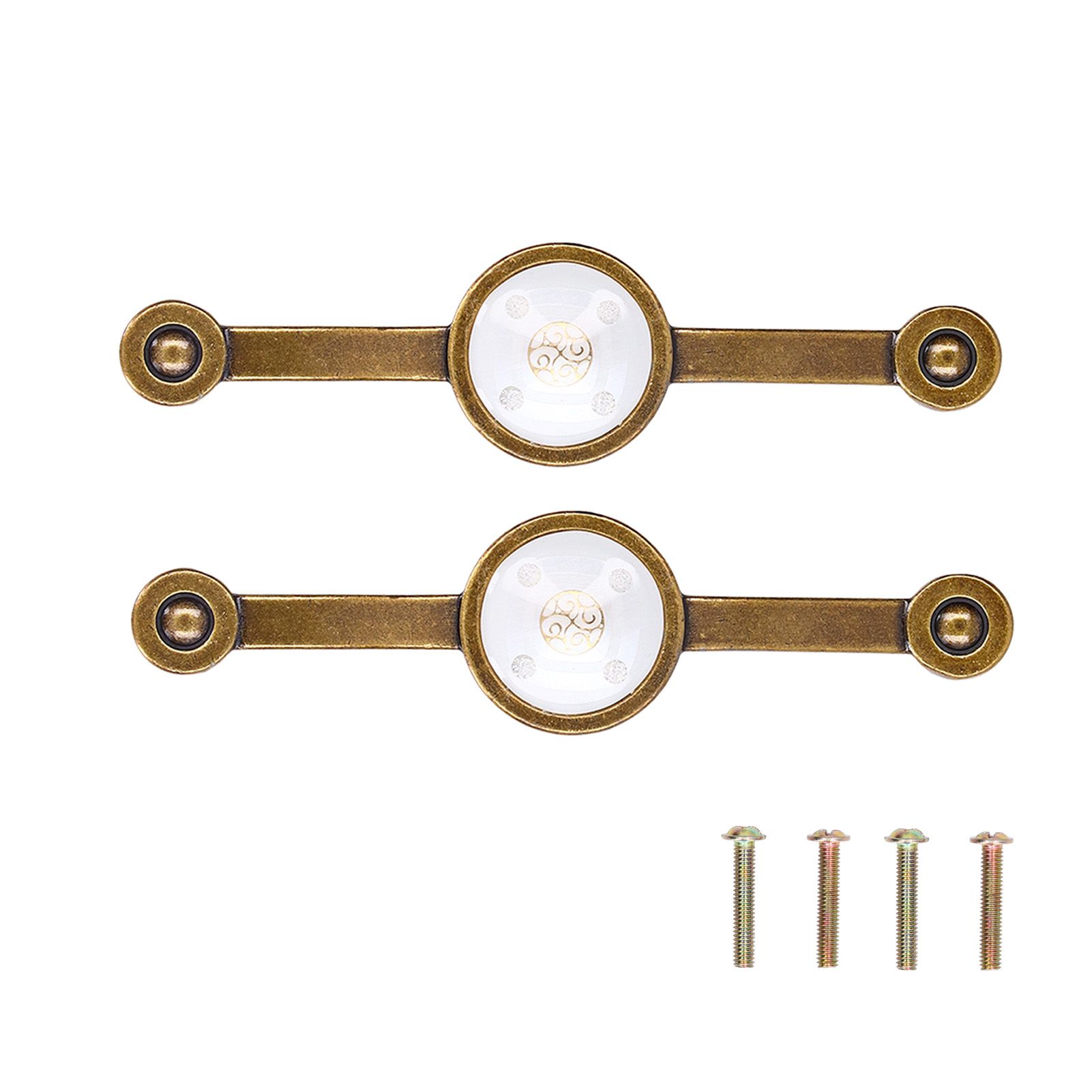 2 Pcs Zinc Alloy Antique Copper Handle European Modern Pastoral Color Acrylic Handle for Cabinet DrawerWhite - Image 1