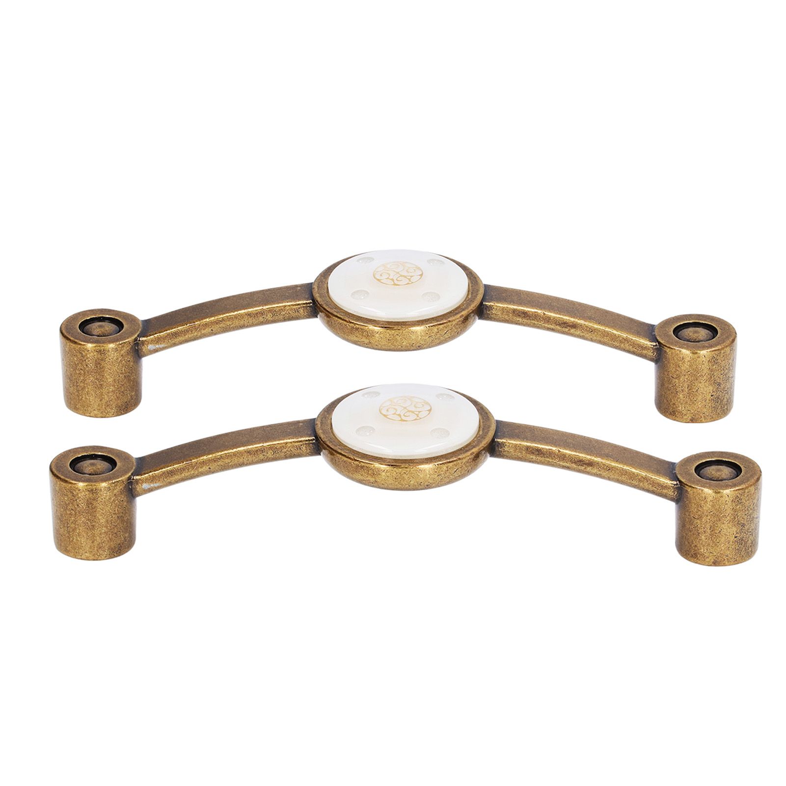 2 Pcs Zinc Alloy Antique Copper Handle European Modern Pastoral Color Acrylic Handle for Cabinet DrawerWhite - Image 3