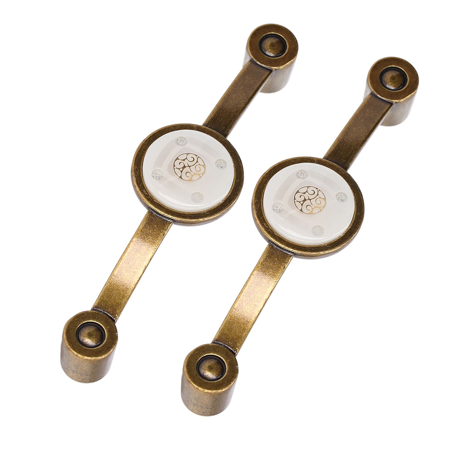 2 Pcs Zinc Alloy Antique Copper Handle European Modern Pastoral Color Acrylic Handle for Cabinet DrawerWhite - Image 4