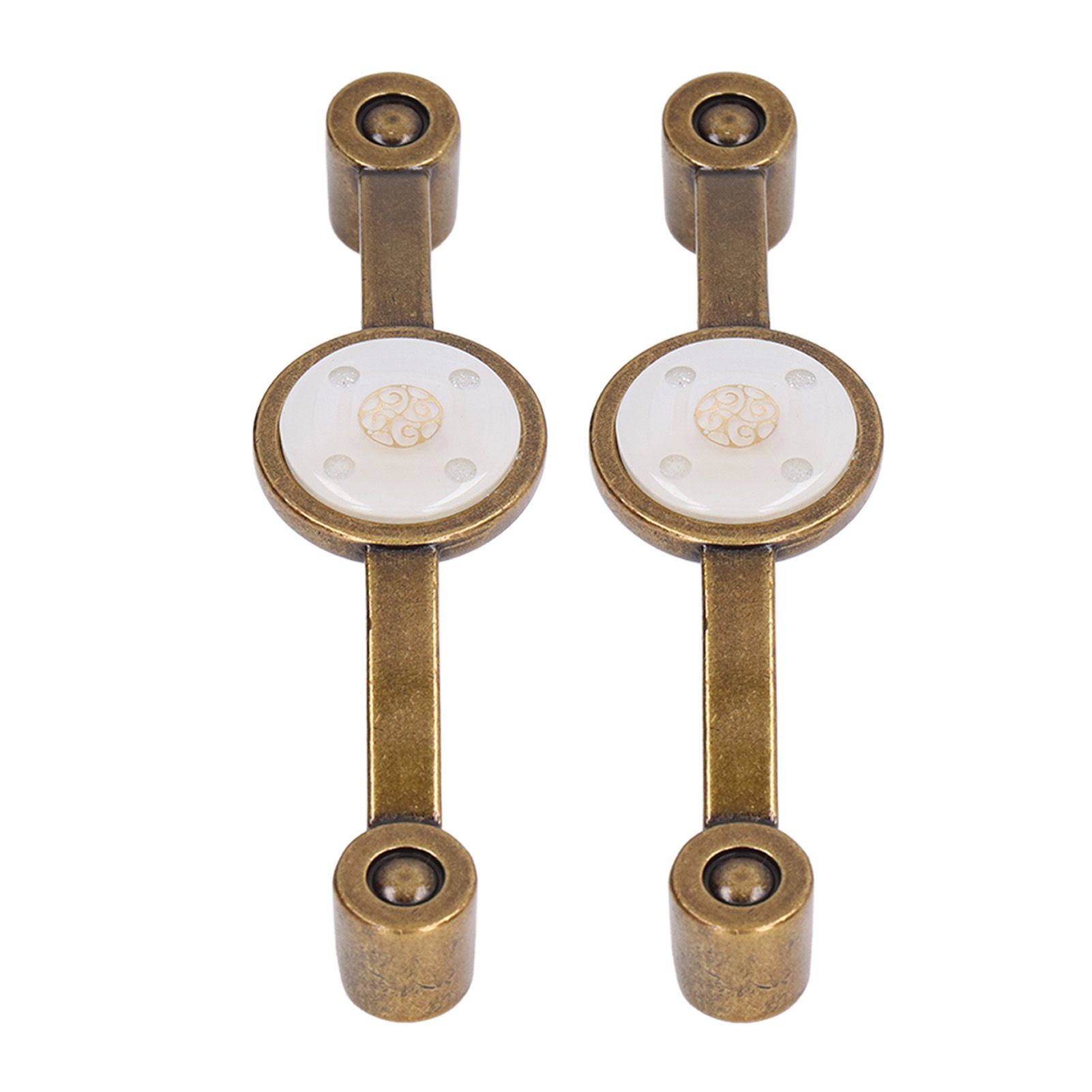 2 Pcs Zinc Alloy Antique Copper Handle European Modern Pastoral Color Acrylic Handle for Cabinet DrawerWhite - Image 5