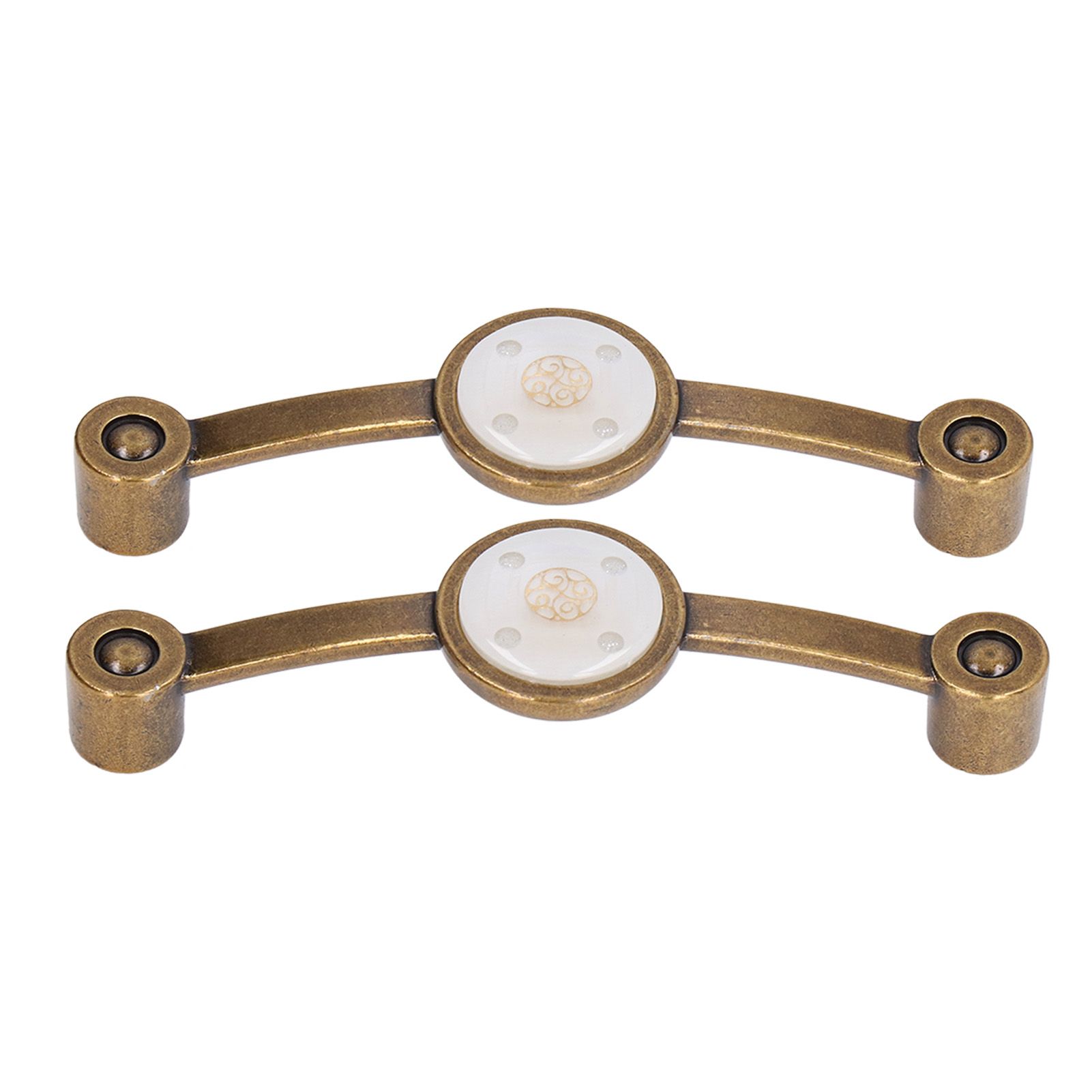 2 Pcs Zinc Alloy Antique Copper Handle European Modern Pastoral Color Acrylic Handle for Cabinet DrawerWhite - Image 6