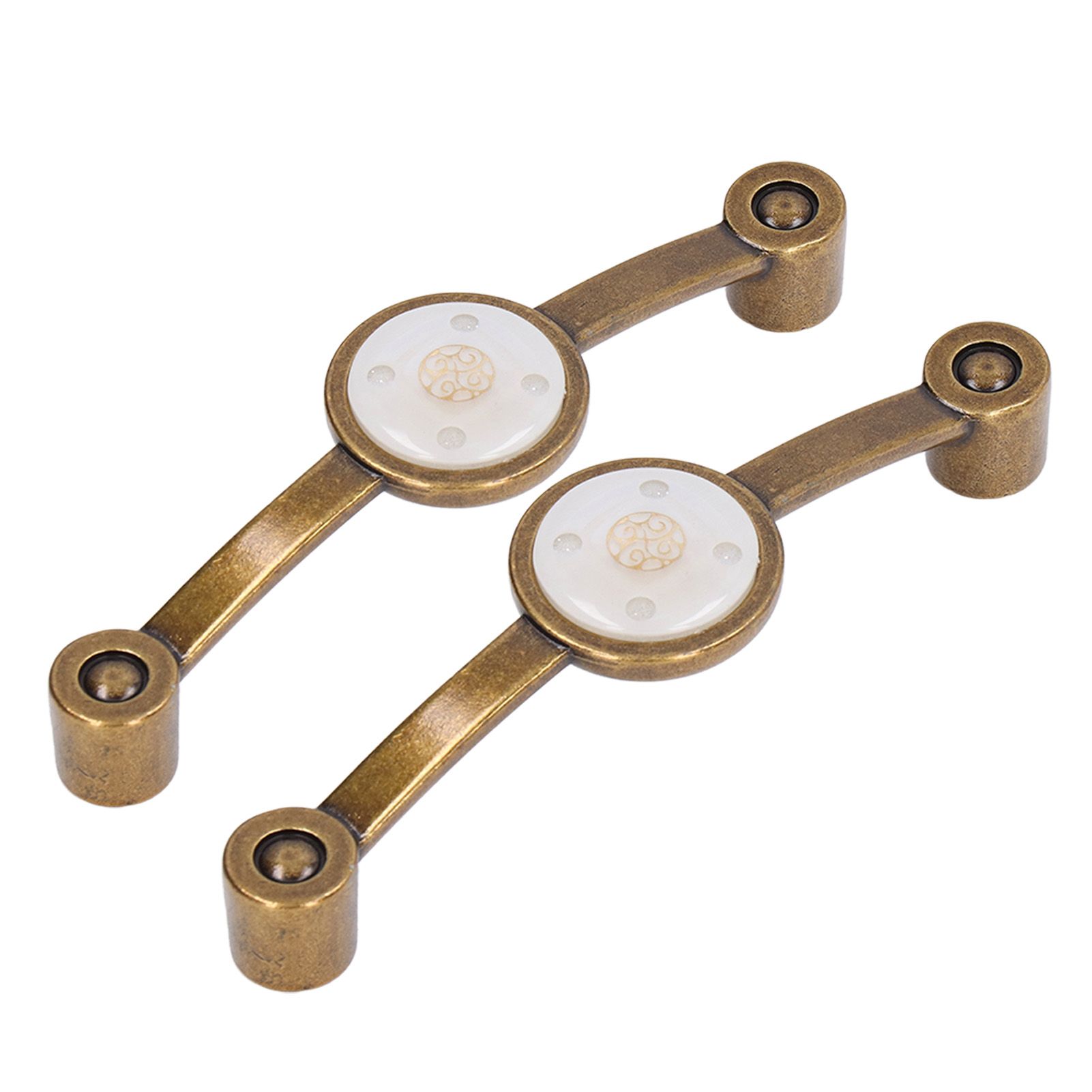 2 Pcs Zinc Alloy Antique Copper Handle European Modern Pastoral Color Acrylic Handle for Cabinet DrawerWhite - Image 7