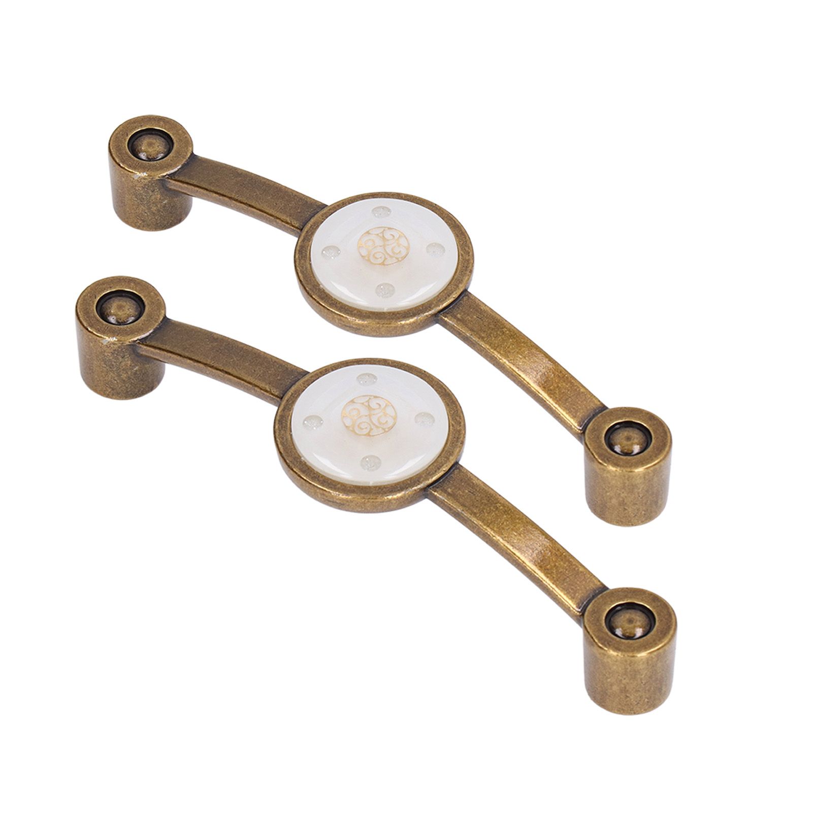 2 Pcs Zinc Alloy Antique Copper Handle European Modern Pastoral Color Acrylic Handle for Cabinet DrawerWhite - Image 8