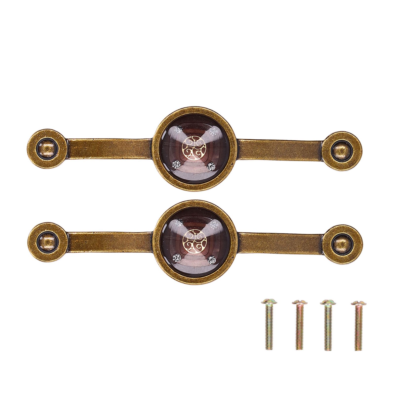 2 Pcs Zinc Alloy Antique Copper Handle European Modern Pastoral Color Acrylic Handle for Cabinet DrawerBrown - Image 1