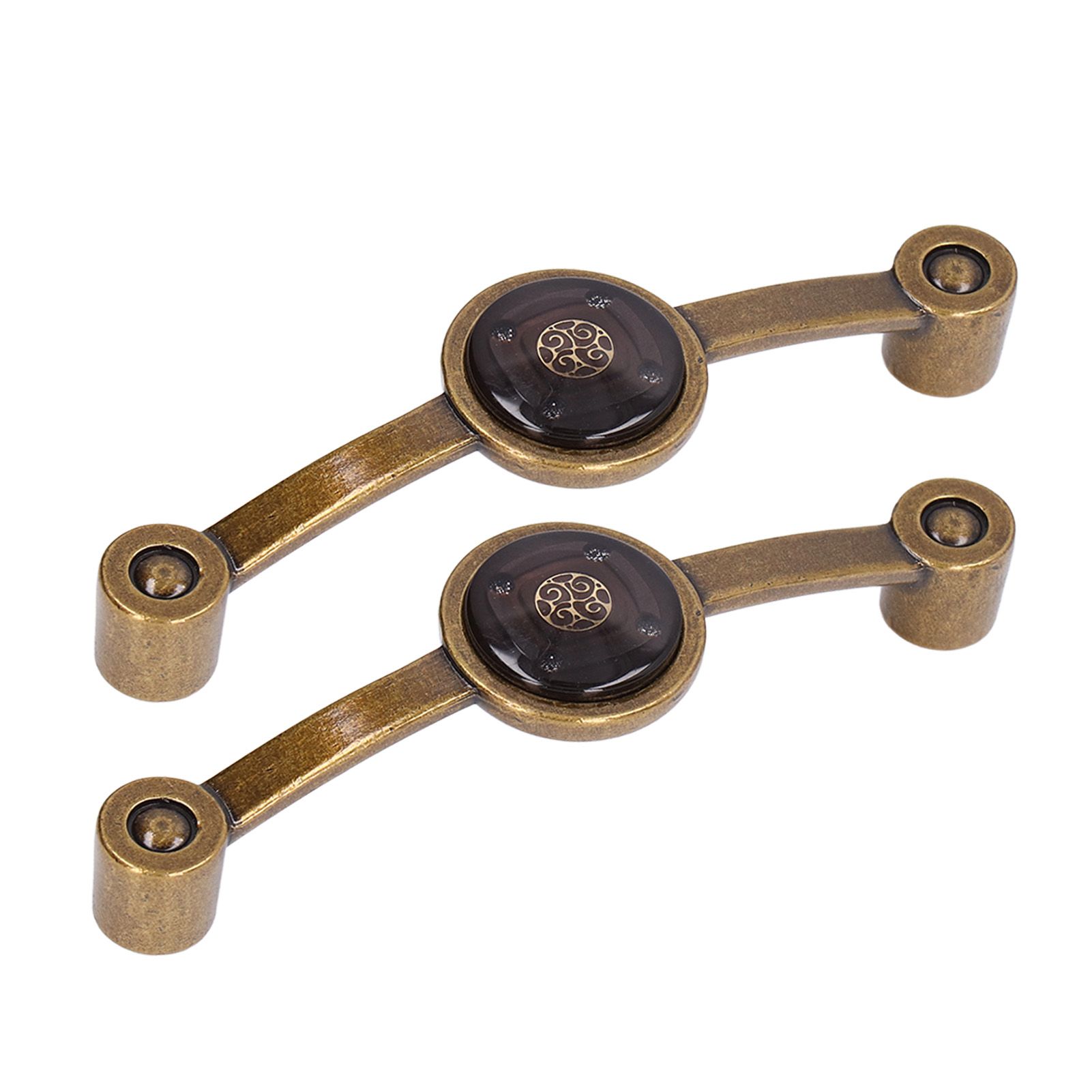 2 Pcs Zinc Alloy Antique Copper Handle European Modern Pastoral Color Acrylic Handle for Cabinet DrawerBrown - Image 2