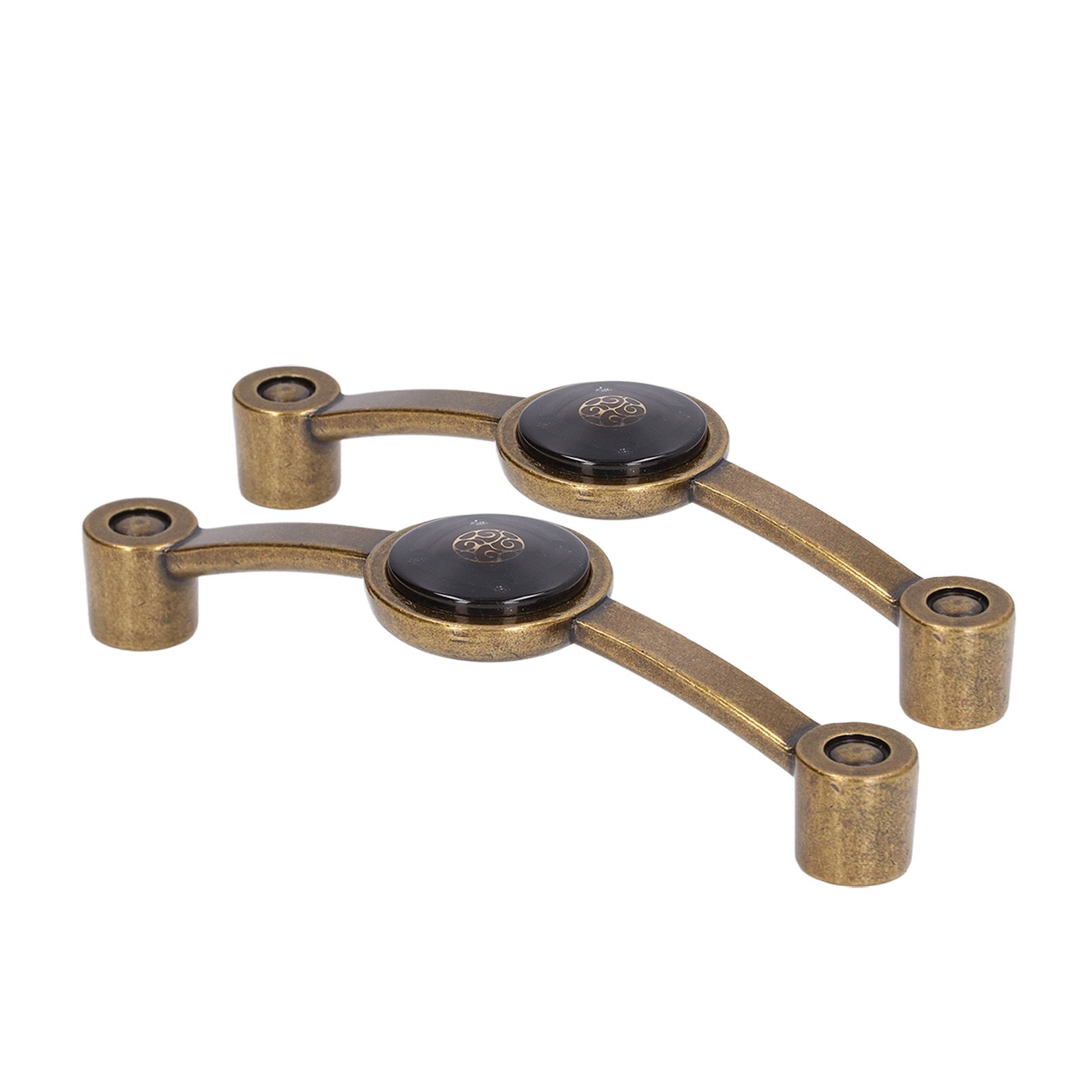 2 Pcs Zinc Alloy Antique Copper Handle European Modern Pastoral Color Acrylic Handle for Cabinet DrawerBrown - Image 3