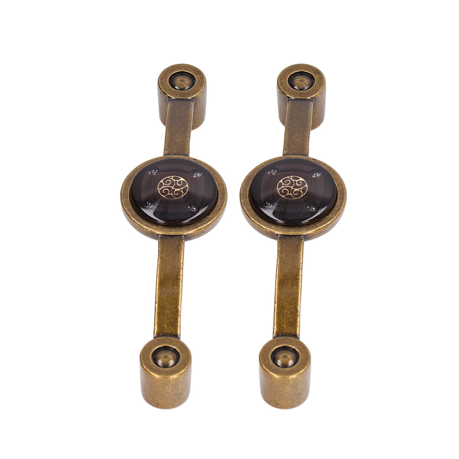 2 Pcs Zinc Alloy Antique Copper Handle European Modern Pastoral Color Acrylic Handle for Cabinet DrawerBrown - Image 4