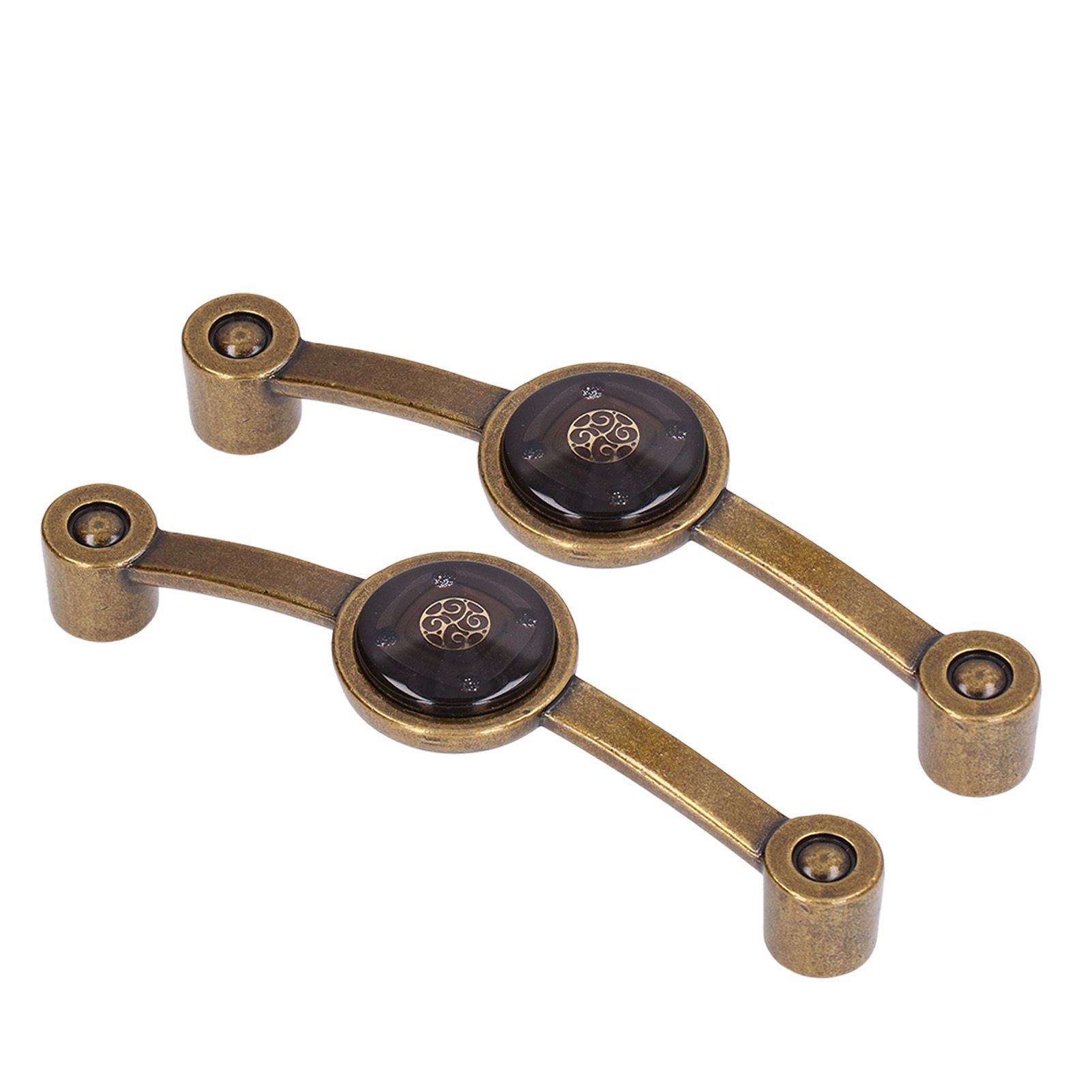 2 Pcs Zinc Alloy Antique Copper Handle European Modern Pastoral Color Acrylic Handle for Cabinet DrawerBrown - Image 5