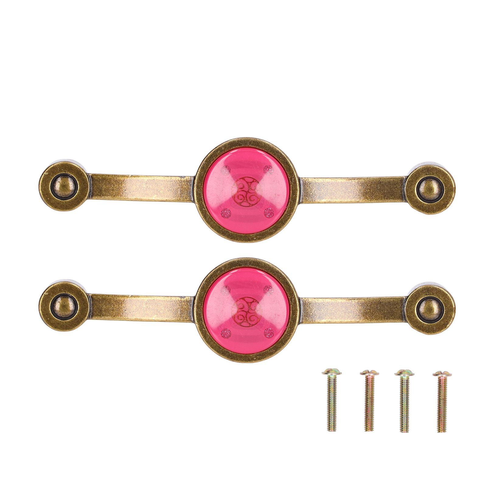 2 Pcs Zinc Alloy Antique Copper Handle European Modern Pastoral Color Acrylic Handle for Cabinet DrawerPink - Image 1