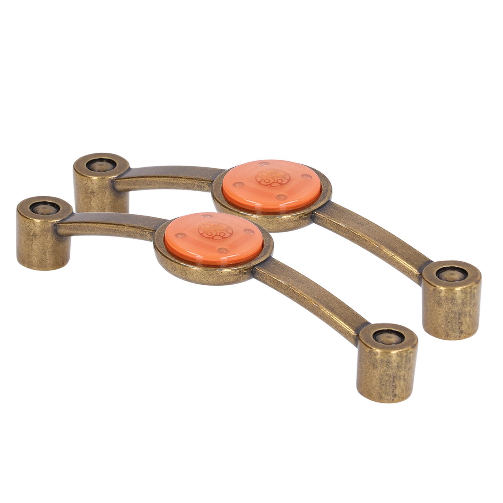 2 Pcs Zinc Alloy Antique Copper Handle European Modern Pastoral Color Acrylic Handle for Cabinet DrawerOrange - Image 2