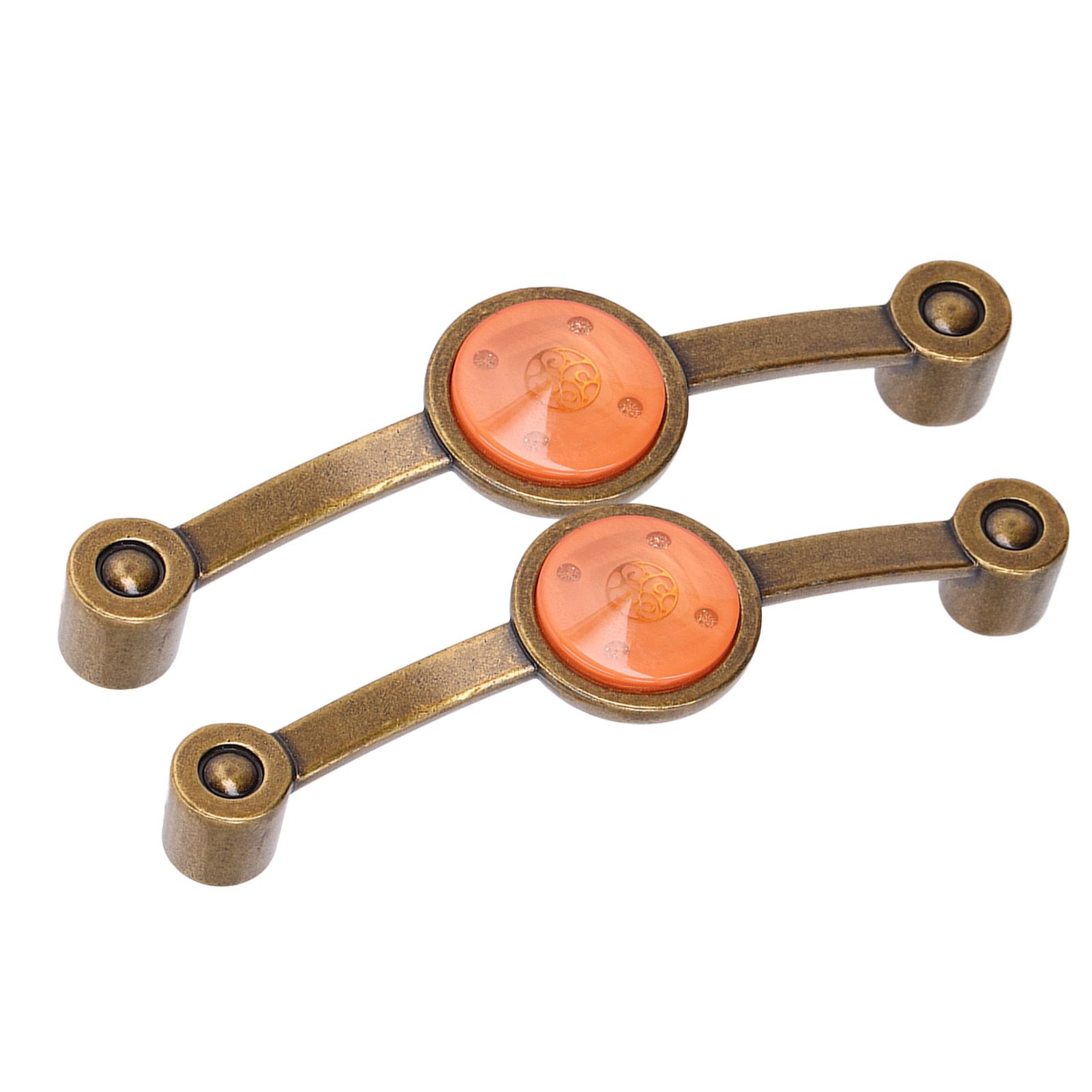 2 Pcs Zinc Alloy Antique Copper Handle European Modern Pastoral Color Acrylic Handle for Cabinet DrawerOrange - Image 4