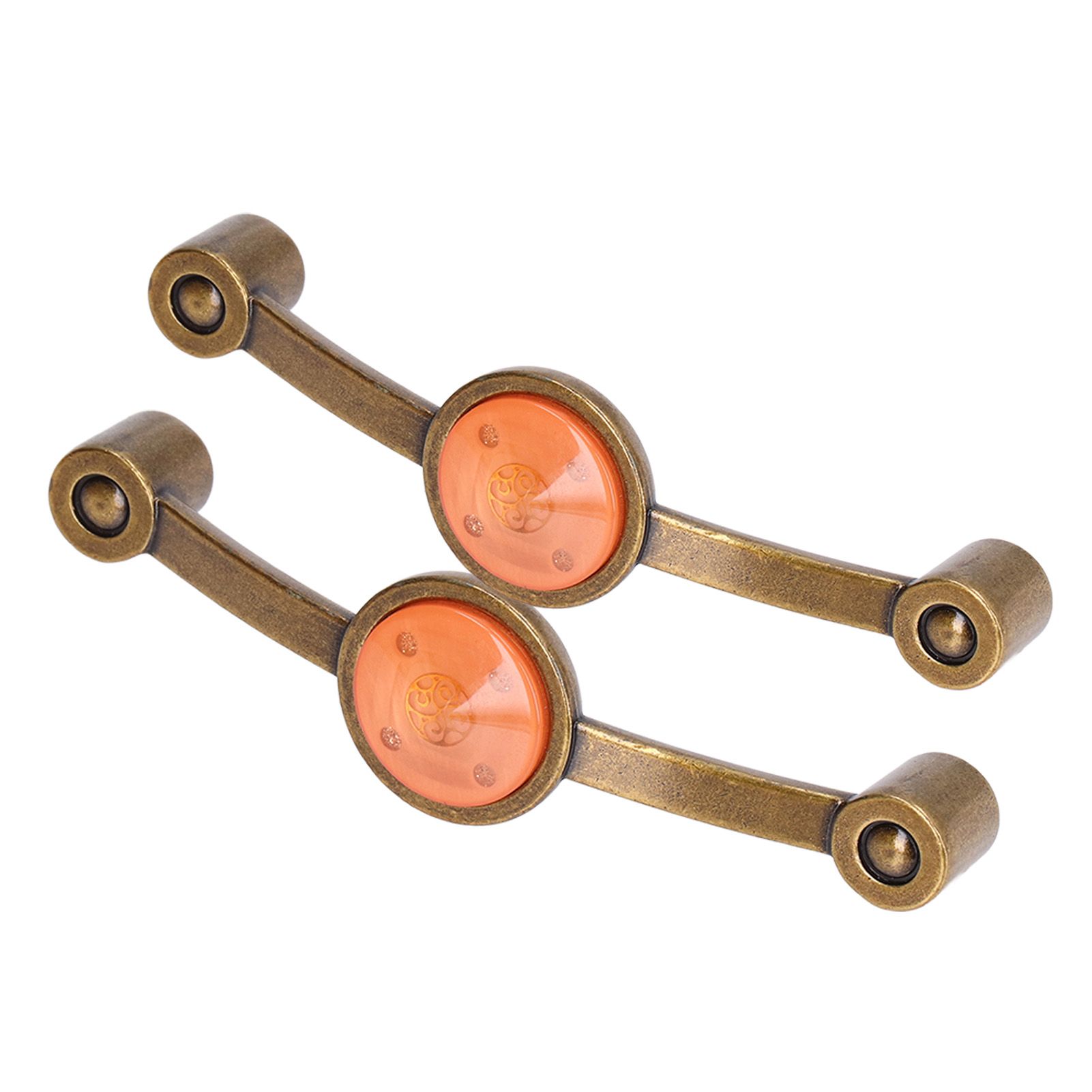 2 Pcs Zinc Alloy Antique Copper Handle European Modern Pastoral Color Acrylic Handle for Cabinet DrawerOrange - Image 5