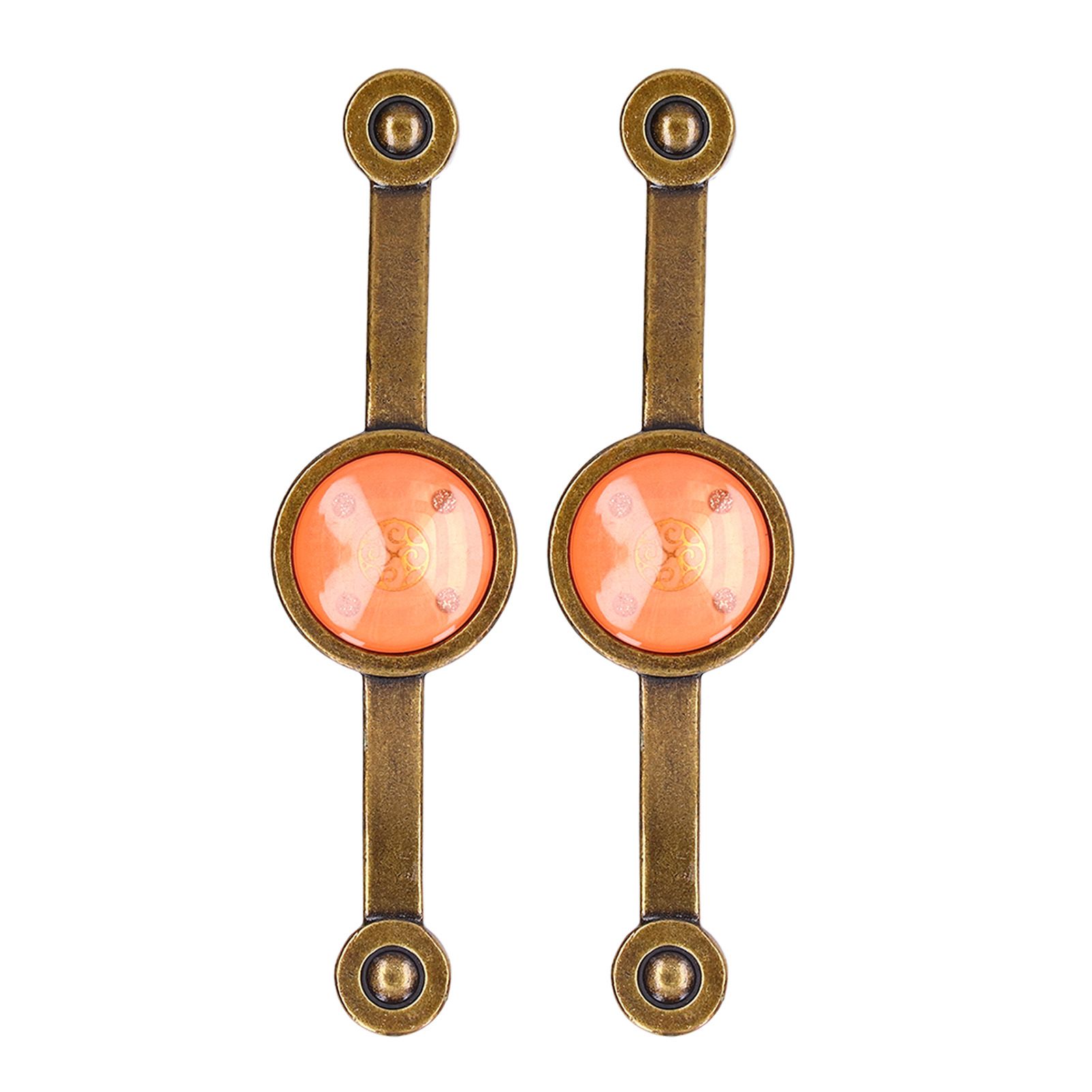 2 Pcs Zinc Alloy Antique Copper Handle European Modern Pastoral Color Acrylic Handle for Cabinet DrawerOrange - Image 7