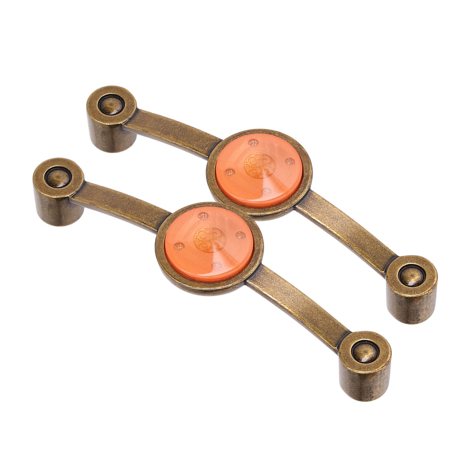 2 Pcs Zinc Alloy Antique Copper Handle European Modern Pastoral Color Acrylic Handle for Cabinet DrawerOrange - Image 8