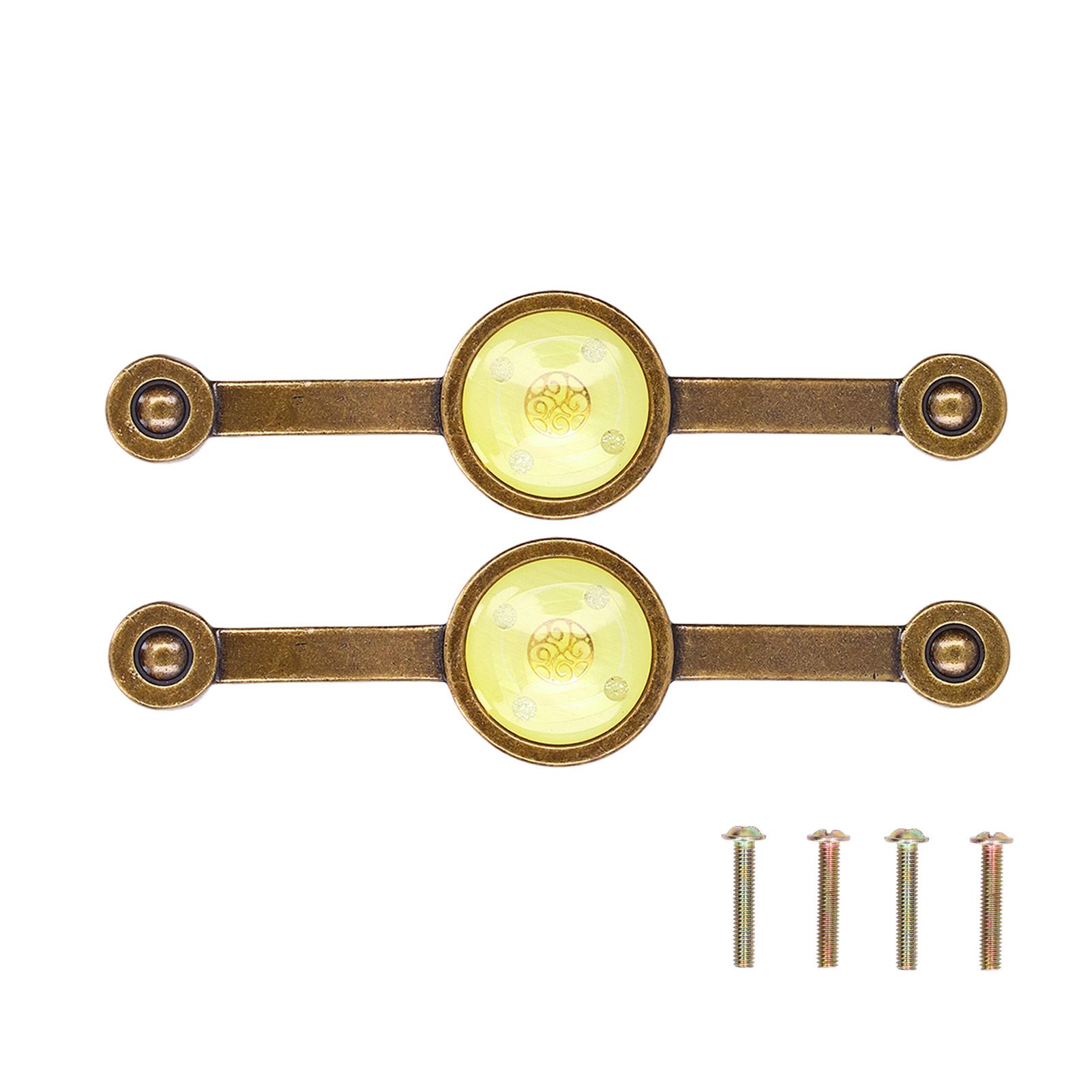 2 Pcs Zinc Alloy Antique Copper Handle European Modern Pastoral Color Acrylic Handle for Cabinet DrawerYellow - Image 1