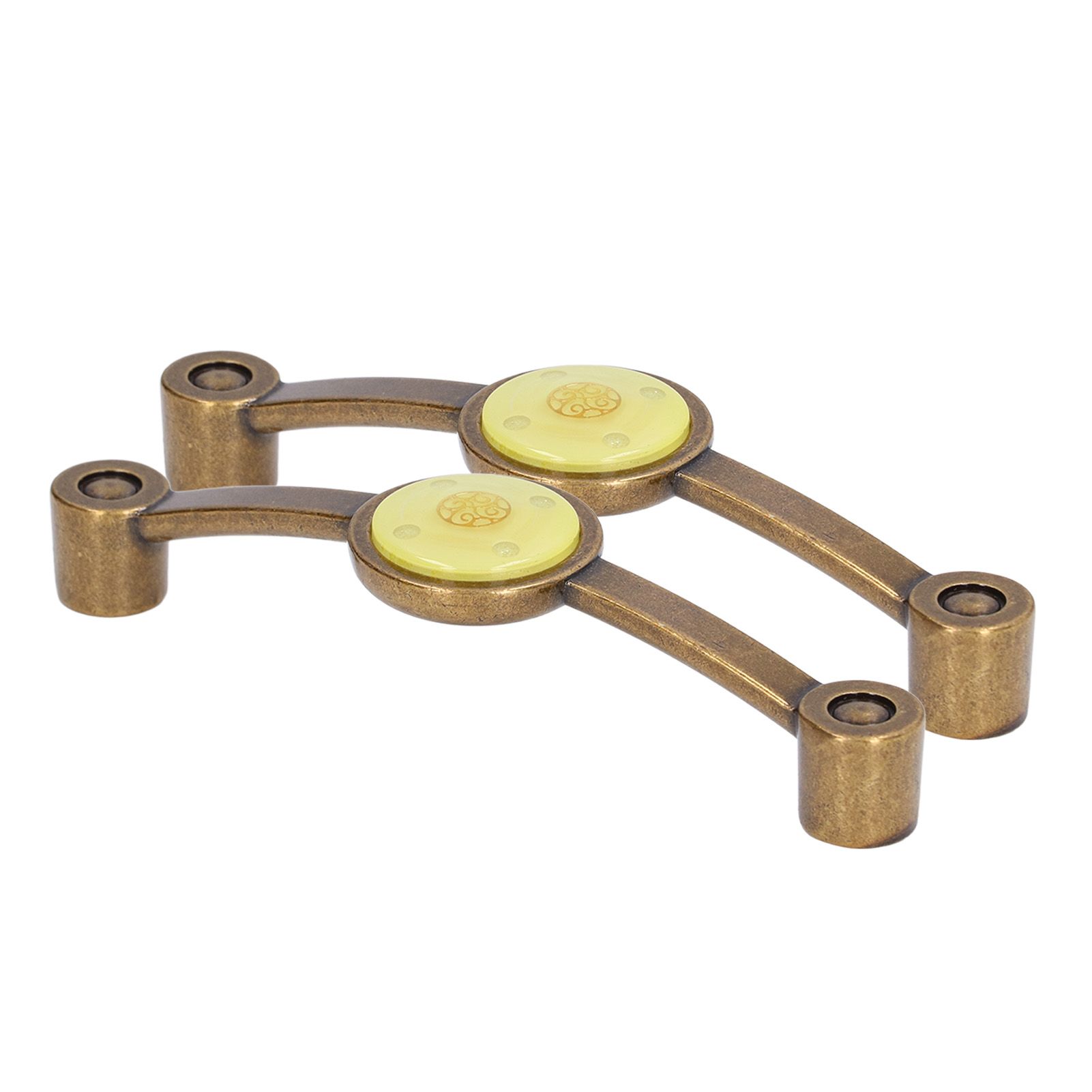 2 Pcs Zinc Alloy Antique Copper Handle European Modern Pastoral Color Acrylic Handle for Cabinet DrawerYellow - Image 2