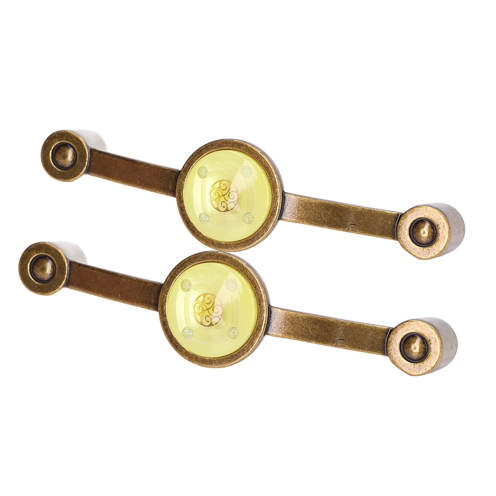 2 Pcs Zinc Alloy Antique Copper Handle European Modern Pastoral Color Acrylic Handle for Cabinet DrawerYellow - Image 3