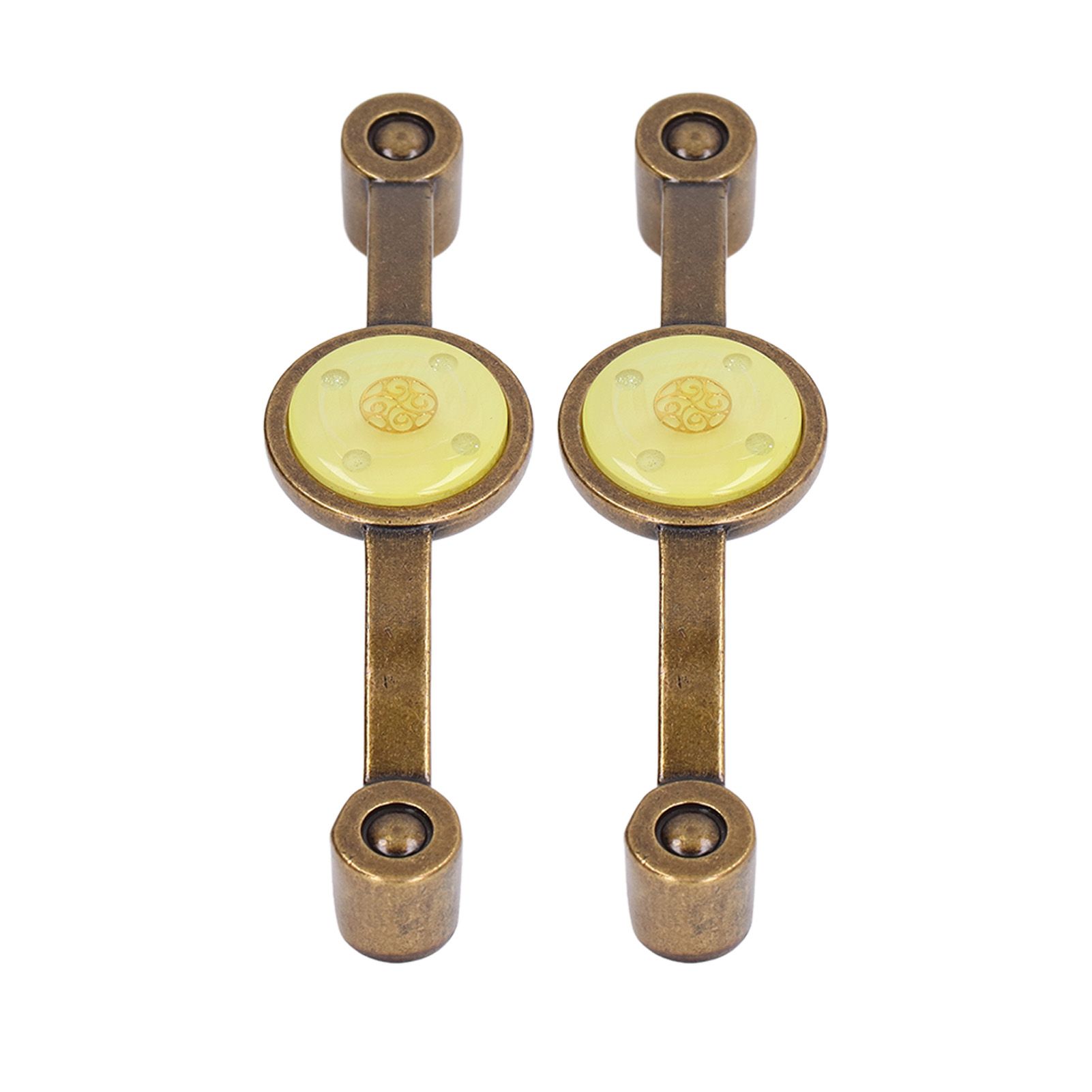 2 Pcs Zinc Alloy Antique Copper Handle European Modern Pastoral Color Acrylic Handle for Cabinet DrawerYellow - Image 4