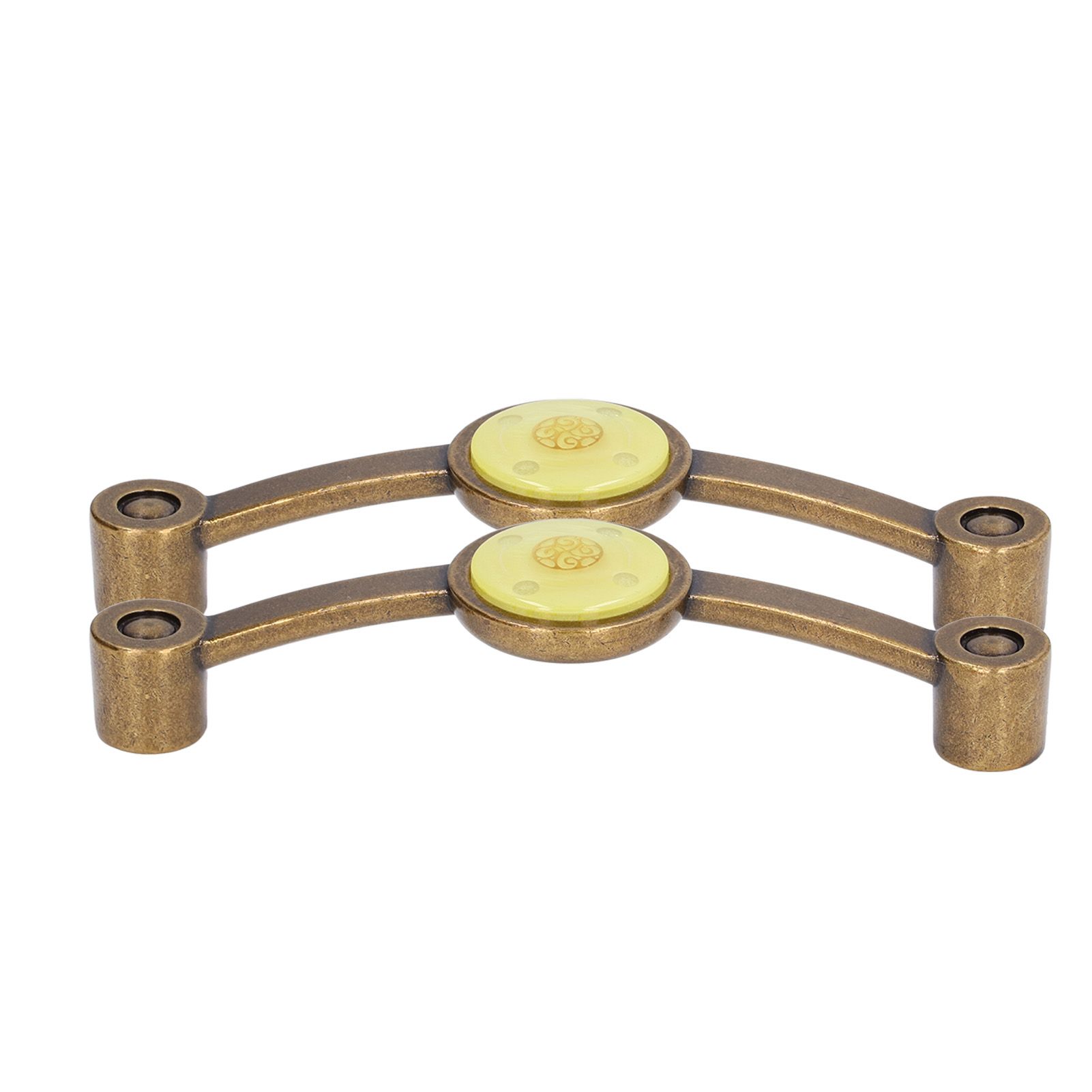 2 Pcs Zinc Alloy Antique Copper Handle European Modern Pastoral Color Acrylic Handle for Cabinet DrawerYellow - Image 5