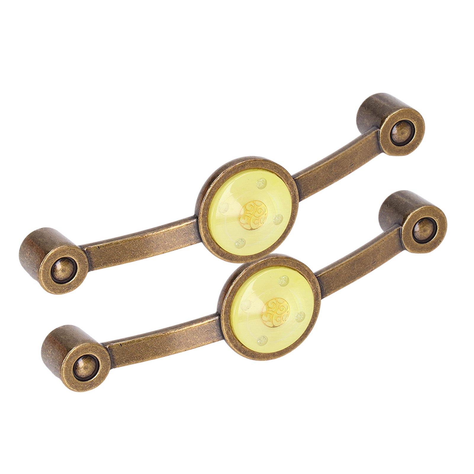 2 Pcs Zinc Alloy Antique Copper Handle European Modern Pastoral Color Acrylic Handle for Cabinet DrawerYellow - Image 7