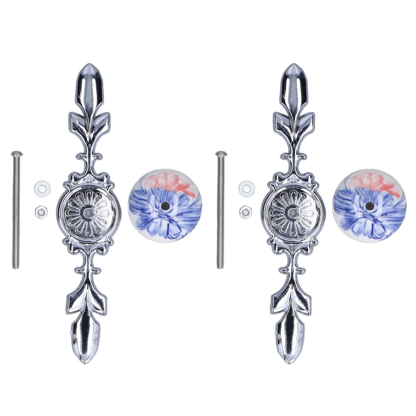 2pcs/set Ceramic Cabinet Handle Modern Simple Style Hand Painted Ceramic Cabinet Knobs1060D Plantain Blue and White Porcelain - Image 1