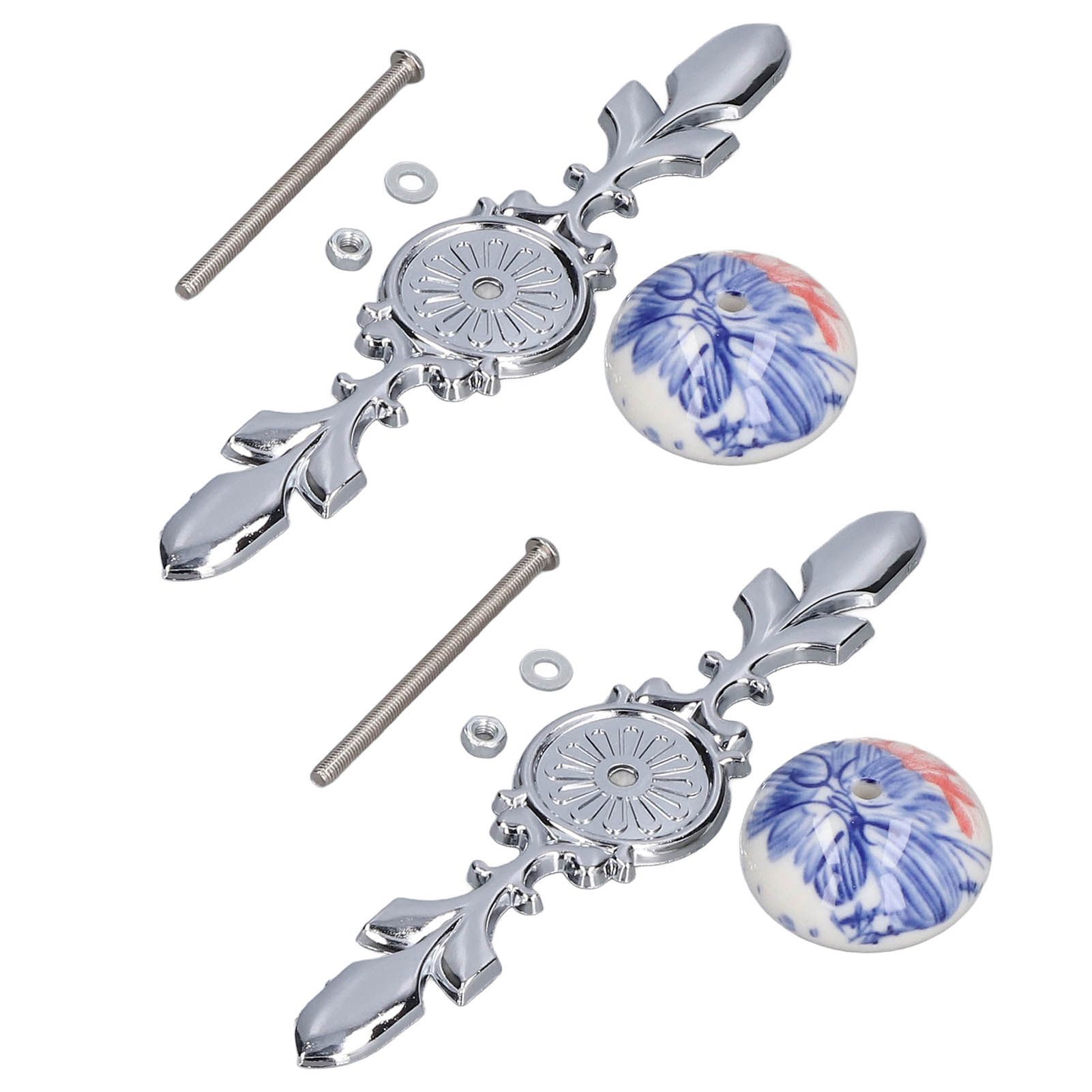 2pcs/set Ceramic Cabinet Handle Modern Simple Style Hand Painted Ceramic Cabinet Knobs1060D Plantain Blue and White Porcelain - Image 3