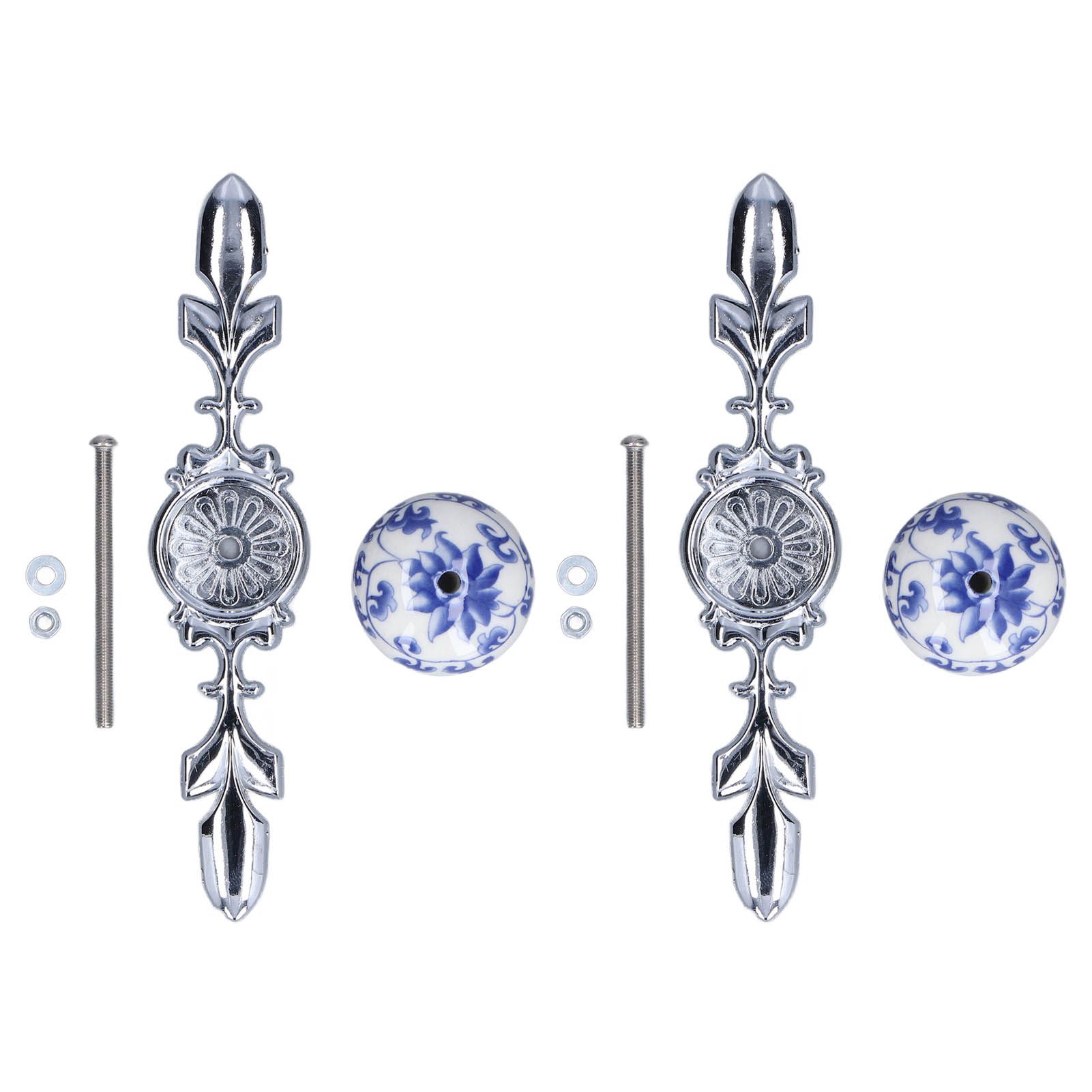 2pcs/set Ceramic Cabinet Handle Modern Simple Style Hand Painted Ceramic Cabinet Knobs1060D Rich Flower Blue and White Porcelain - Image 1