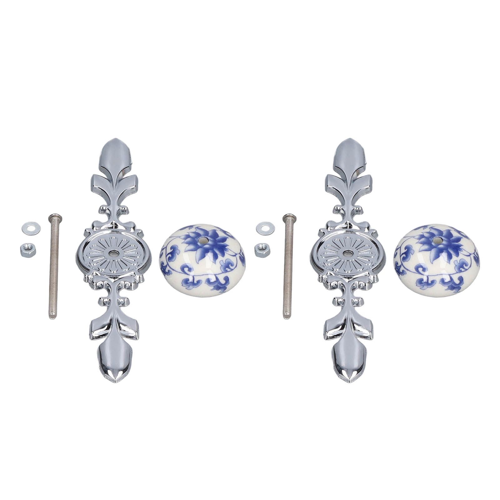2pcs/set Ceramic Cabinet Handle Modern Simple Style Hand Painted Ceramic Cabinet Knobs1060D Rich Flower Blue and White Porcelain - Image 2