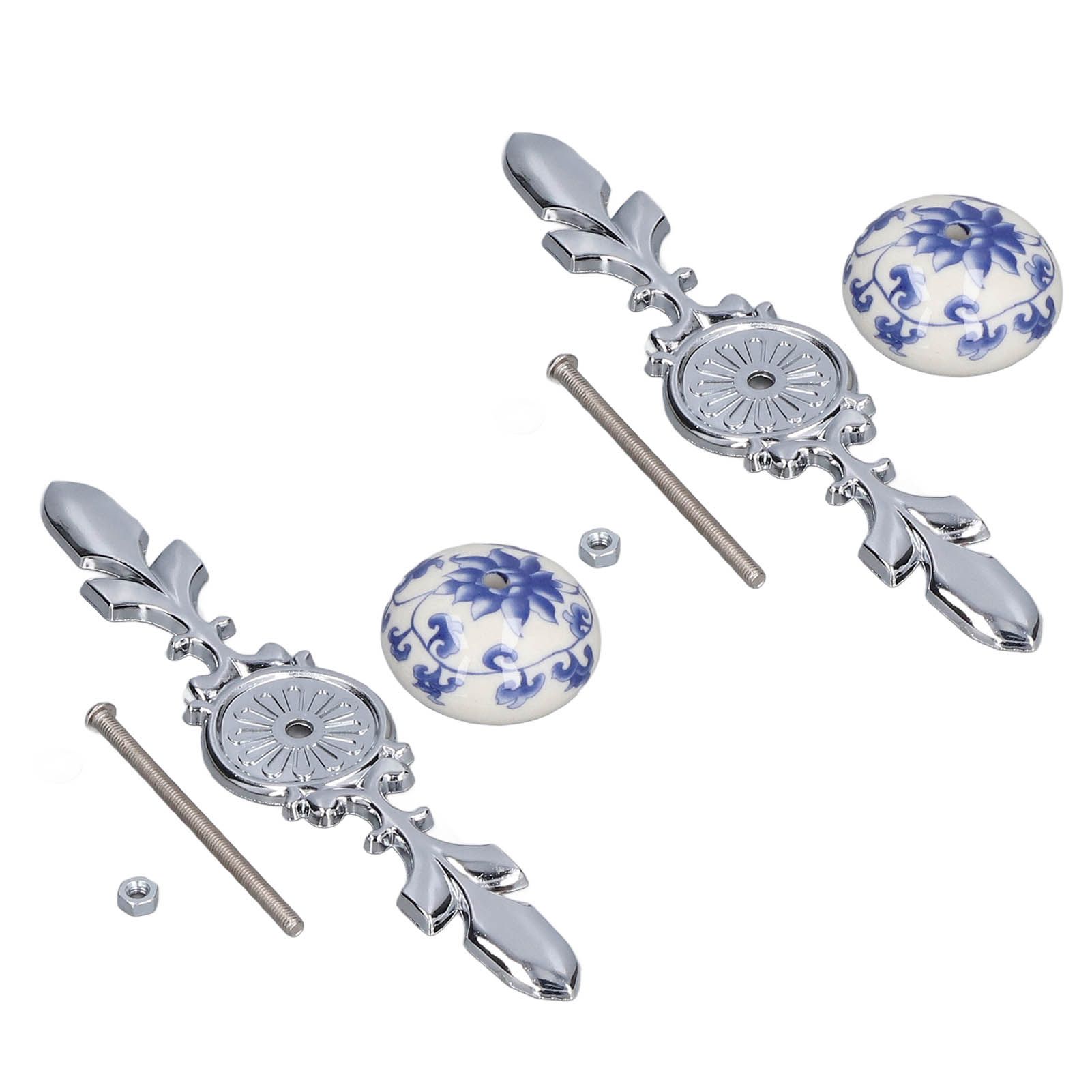 2pcs/set Ceramic Cabinet Handle Modern Simple Style Hand Painted Ceramic Cabinet Knobs1060D Rich Flower Blue and White Porcelain - Image 3
