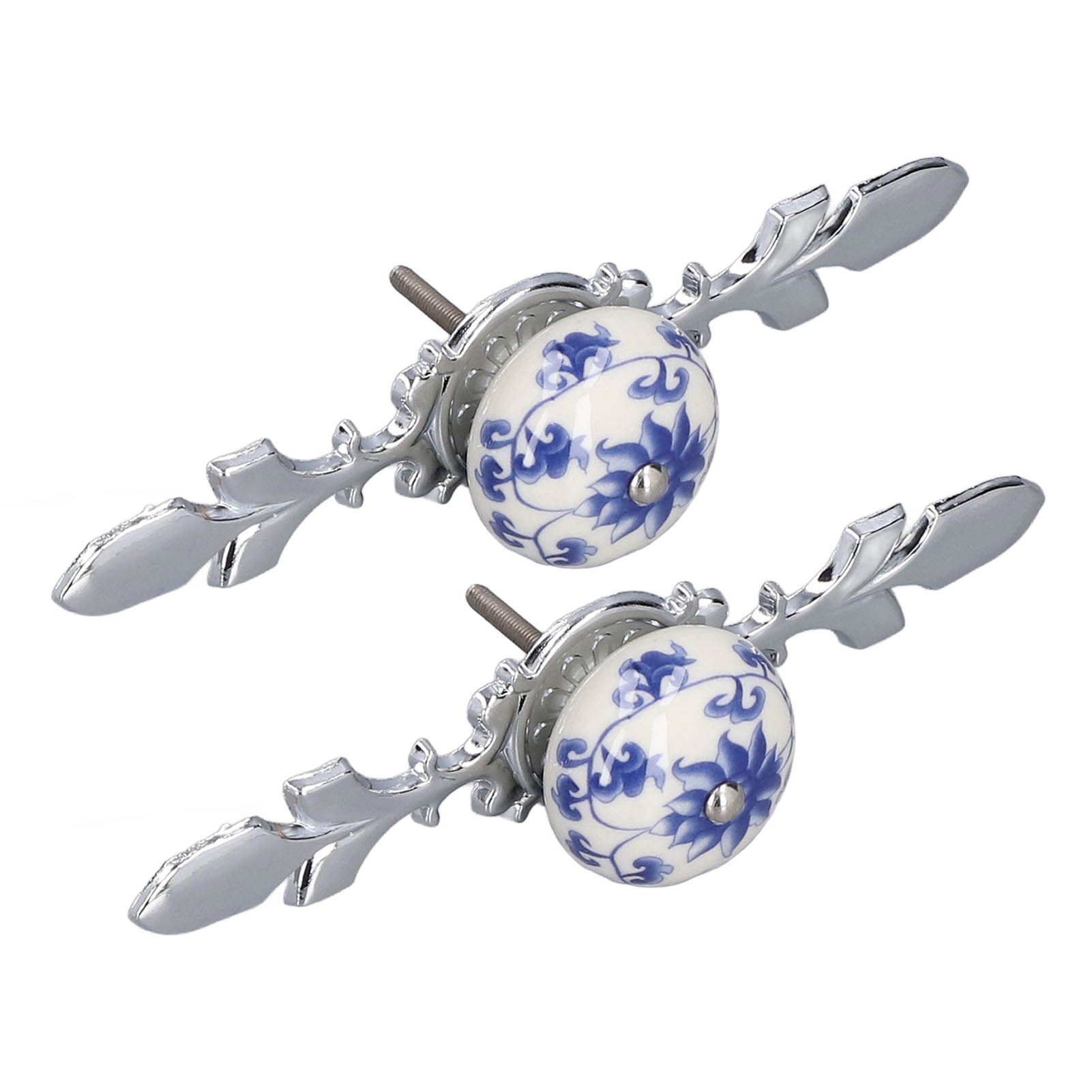 2pcs/set Ceramic Cabinet Handle Modern Simple Style Hand Painted Ceramic Cabinet Knobs1060D Rich Flower Blue and White Porcelain - Image 5