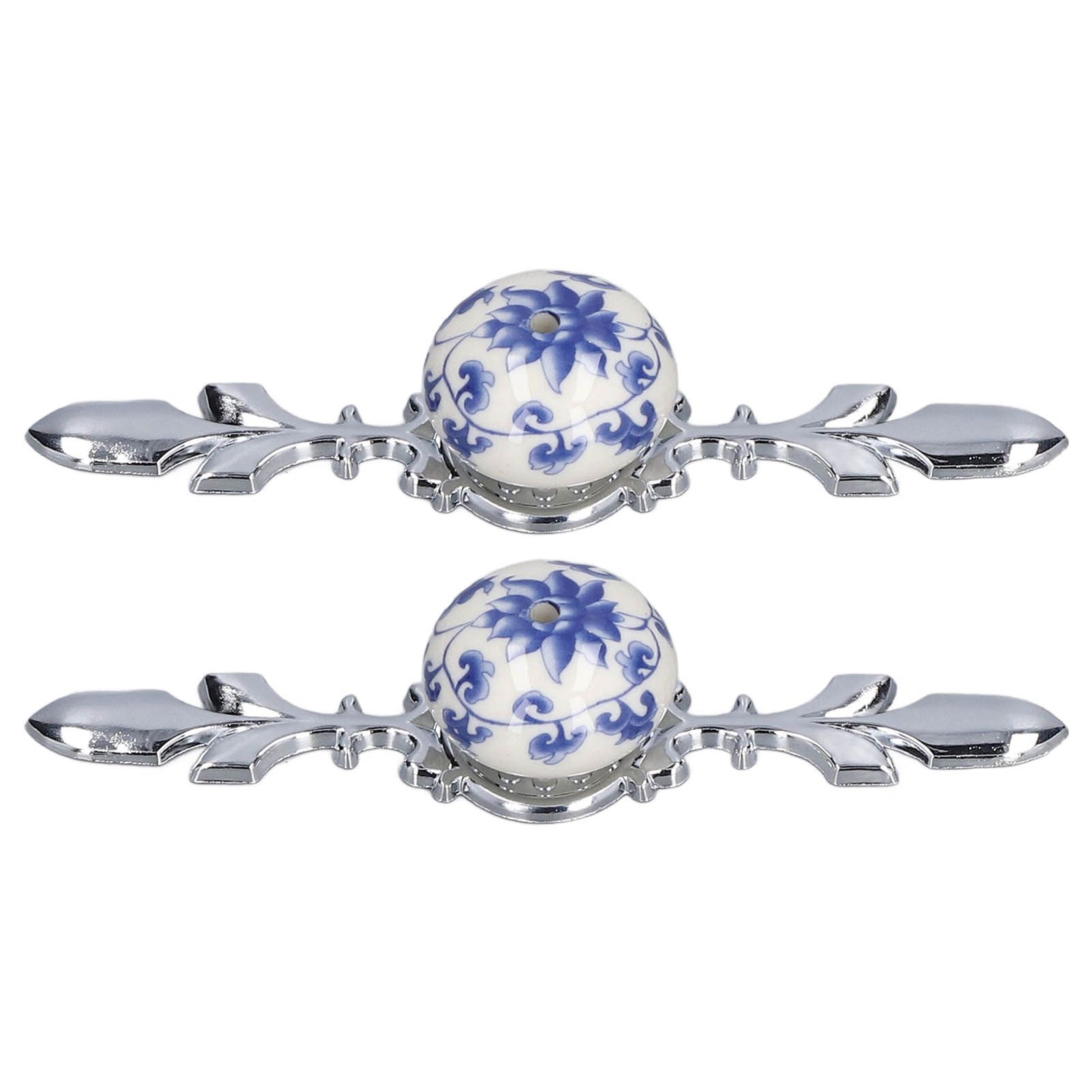 2pcs/set Ceramic Cabinet Handle Modern Simple Style Hand Painted Ceramic Cabinet Knobs1060D Rich Flower Blue and White Porcelain - Image 6