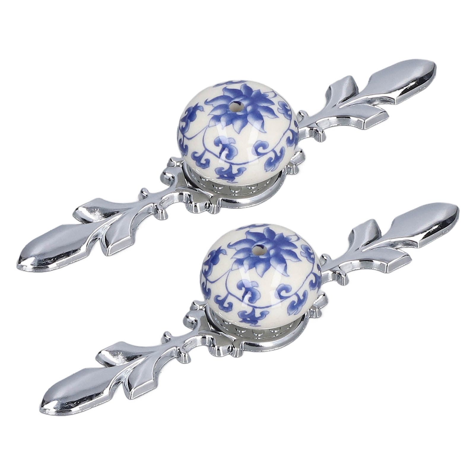 2pcs/set Ceramic Cabinet Handle Modern Simple Style Hand Painted Ceramic Cabinet Knobs1060D Rich Flower Blue and White Porcelain - Image 7