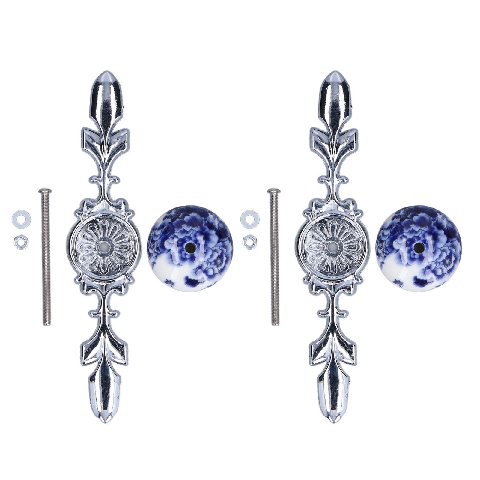 2pcs/set Ceramic Cabinet Handle Modern Simple Style Hand Painted Ceramic Cabinet Knobs1060D Peony Blue and White Porcelain - Image 1
