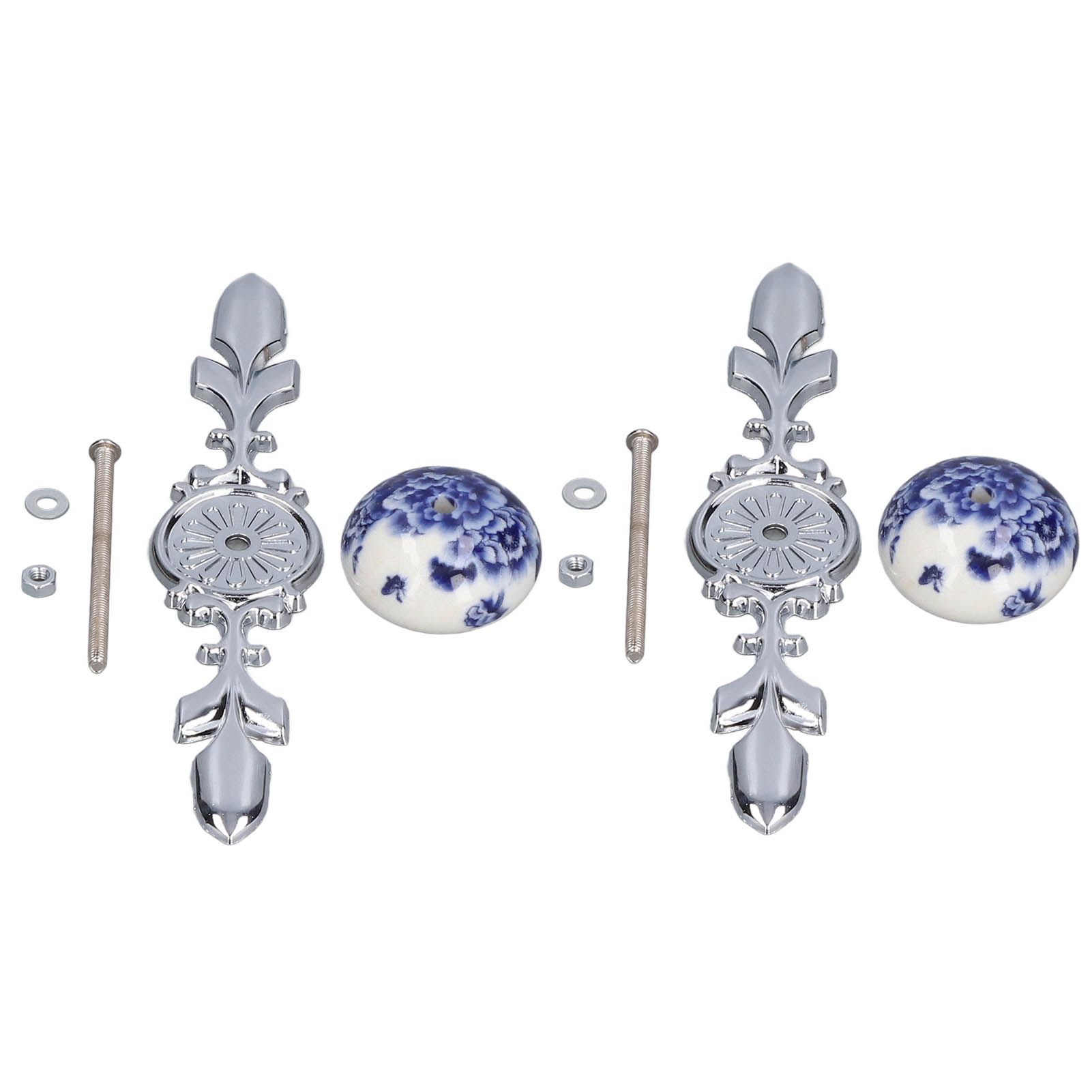 2pcs/set Ceramic Cabinet Handle Modern Simple Style Hand Painted Ceramic Cabinet Knobs1060D Peony Blue and White Porcelain - Image 2