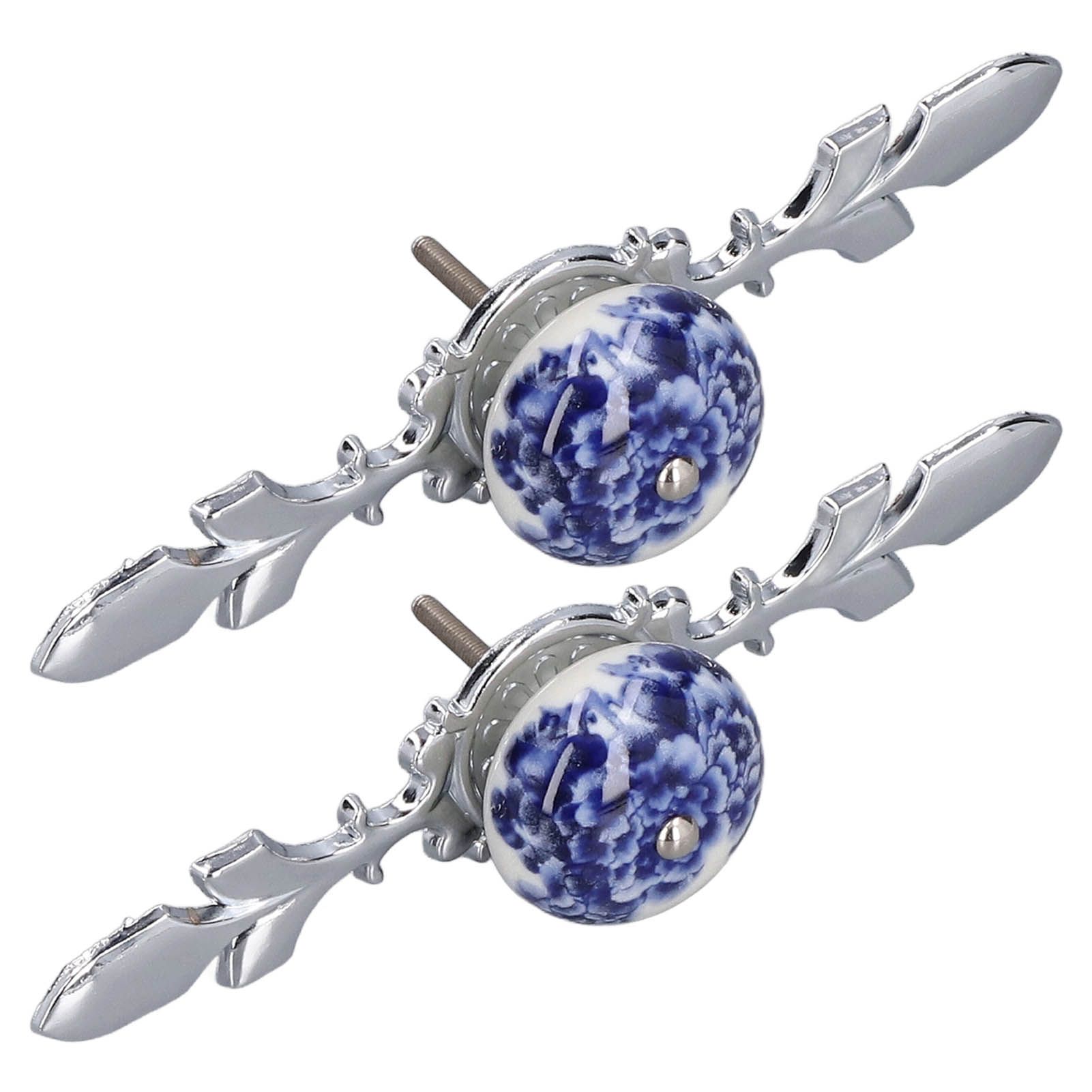 2pcs/set Ceramic Cabinet Handle Modern Simple Style Hand Painted Ceramic Cabinet Knobs1060D Peony Blue and White Porcelain - Image 4