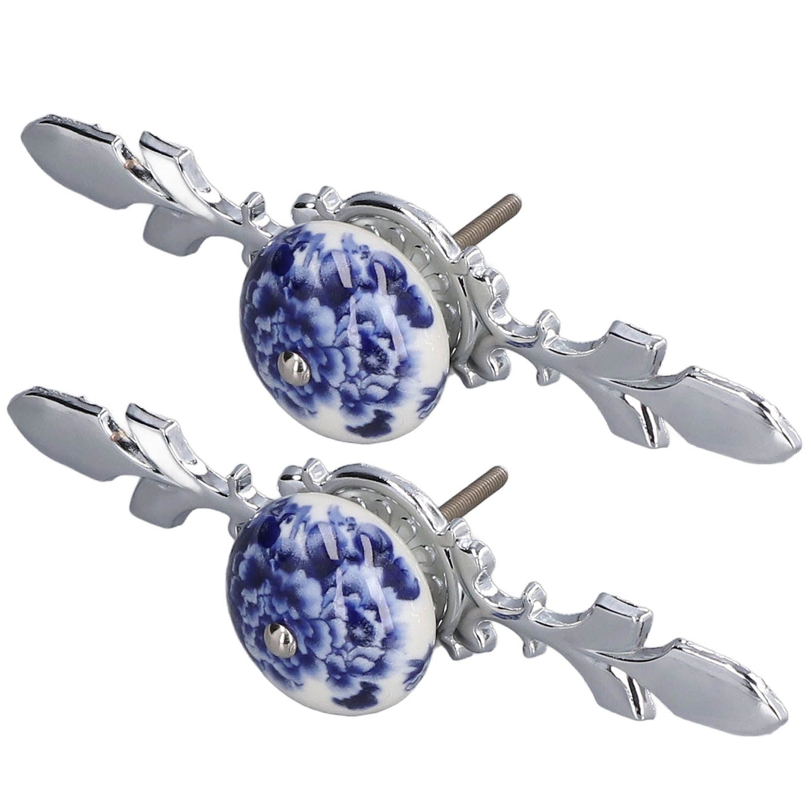 2pcs/set Ceramic Cabinet Handle Modern Simple Style Hand Painted Ceramic Cabinet Knobs1060D Peony Blue and White Porcelain - Image 5