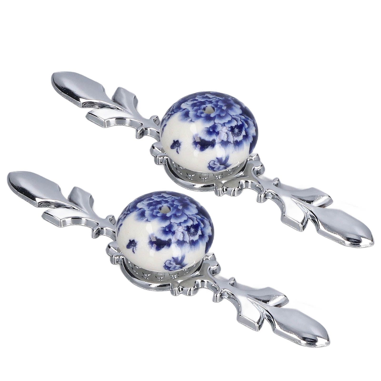 2pcs/set Ceramic Cabinet Handle Modern Simple Style Hand Painted Ceramic Cabinet Knobs1060D Peony Blue and White Porcelain - Image 7