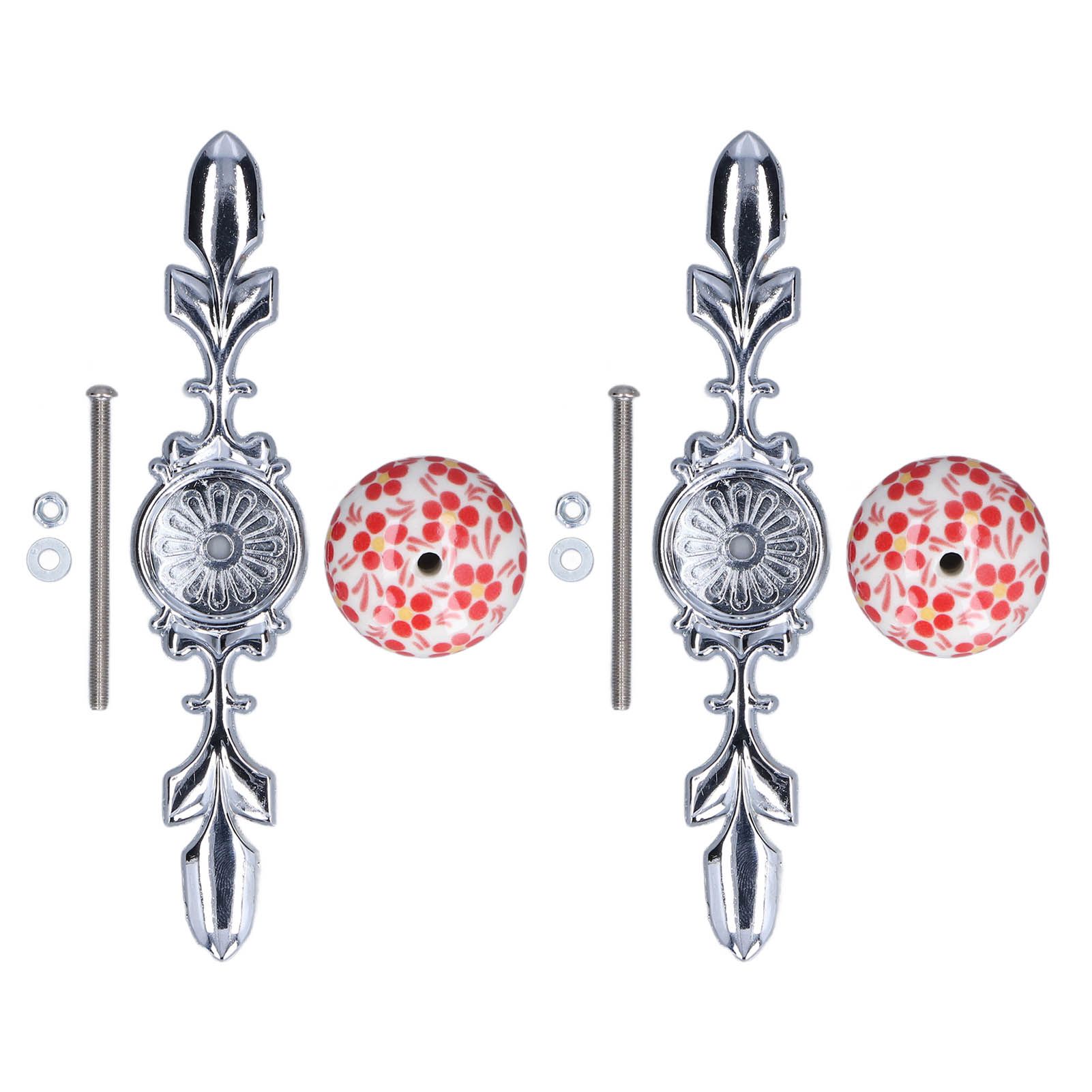 2pcs/set Ceramic Cabinet Handle Modern Simple Style Hand Painted Ceramic Cabinet Knobs1060D Red Flower Blue and White Porcelain - Image 1