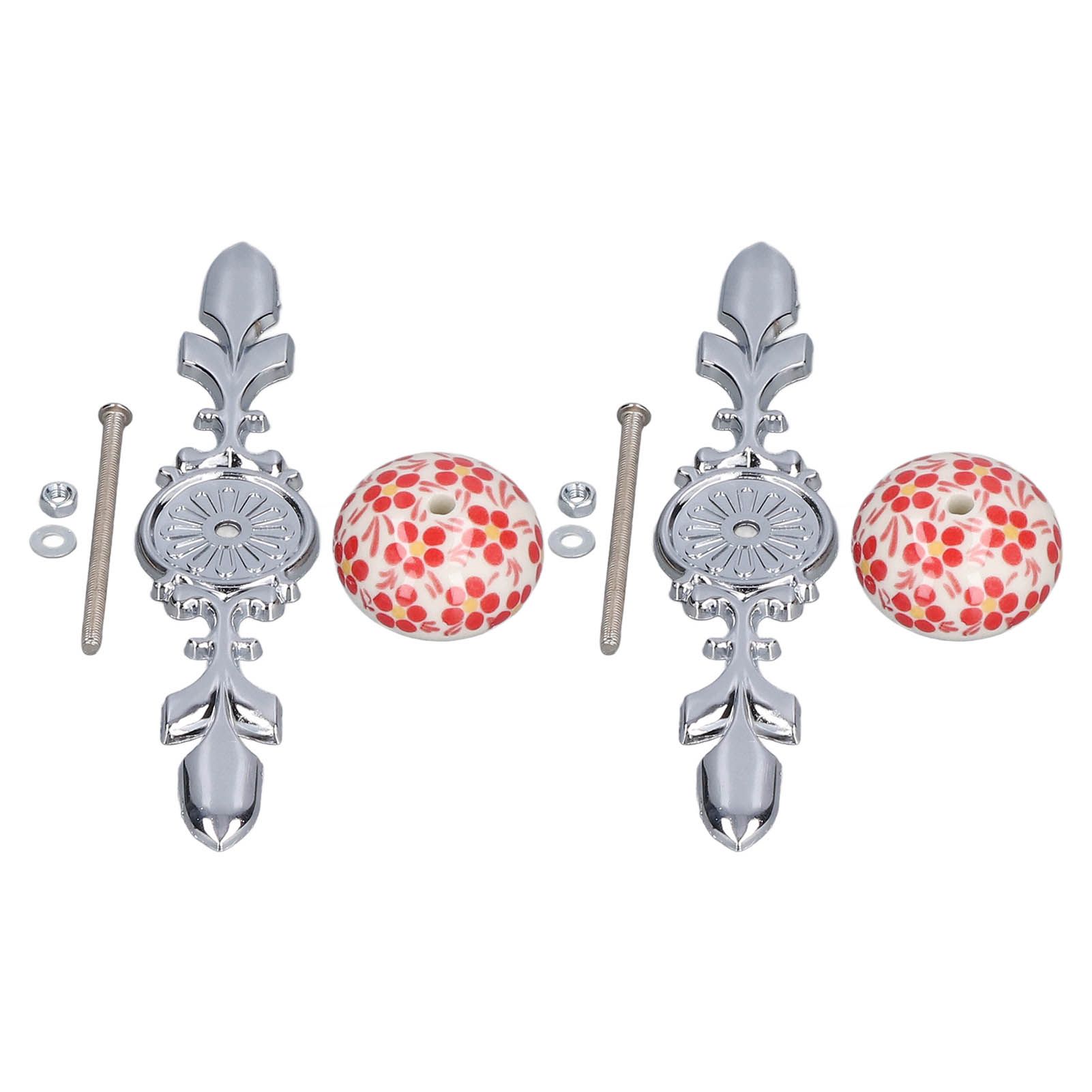 2pcs/set Ceramic Cabinet Handle Modern Simple Style Hand Painted Ceramic Cabinet Knobs1060D Red Flower Blue and White Porcelain - Image 2