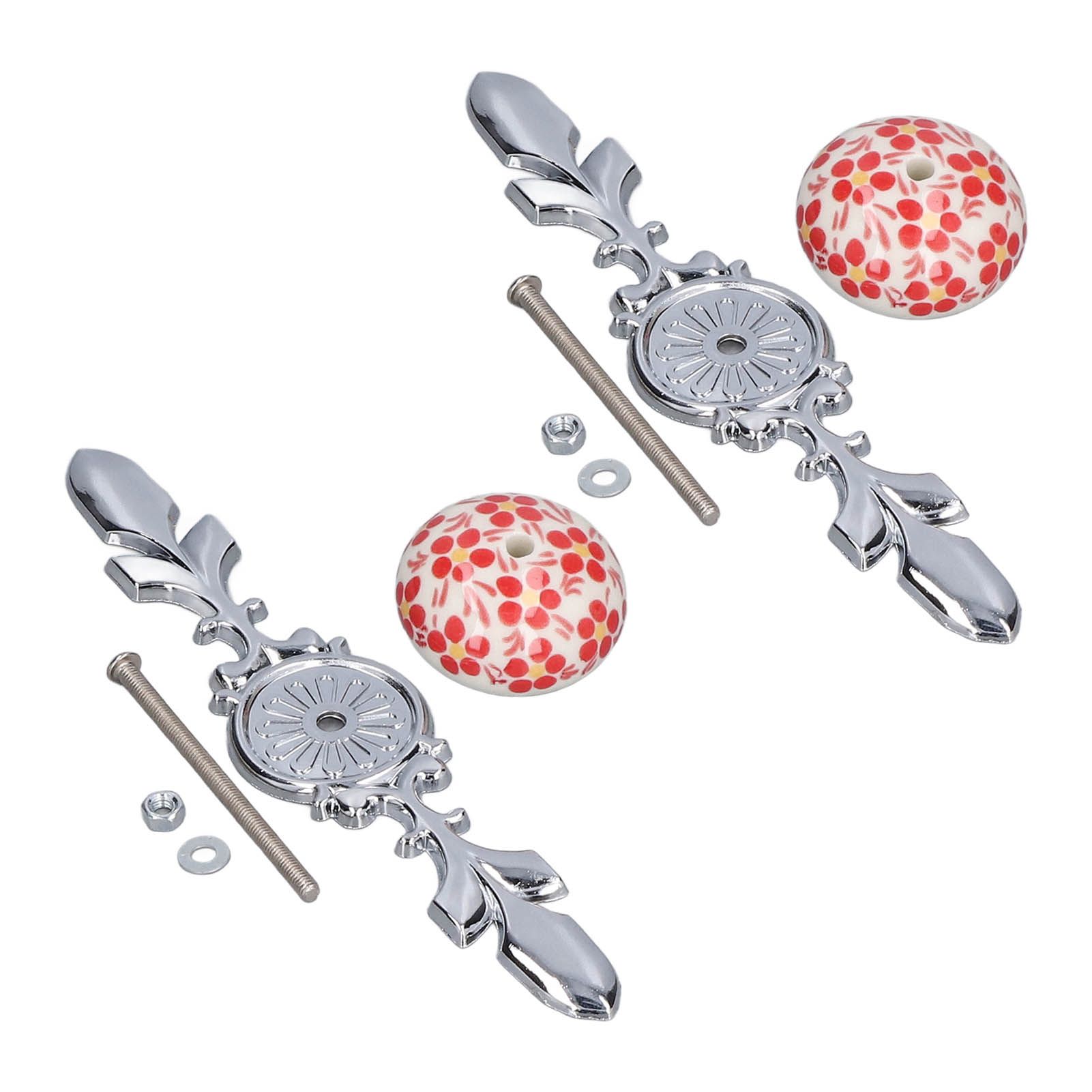 2pcs/set Ceramic Cabinet Handle Modern Simple Style Hand Painted Ceramic Cabinet Knobs1060D Red Flower Blue and White Porcelain - Image 3
