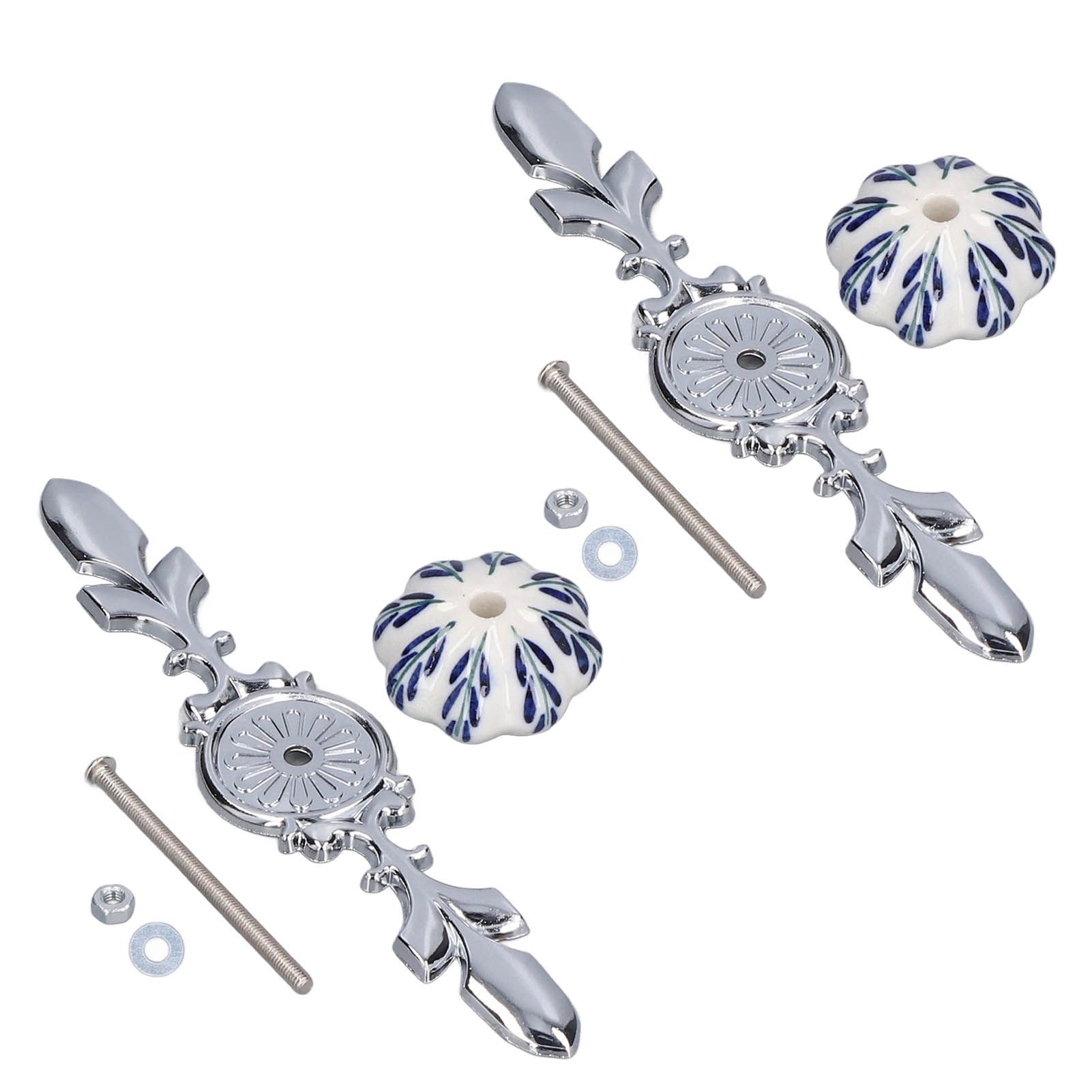 2pcs/set Ceramic Cabinet Handle Modern Simple Style Hand Painted Ceramic Cabinet Knobs1061D Pachira Macrocarpa Blue and White Porcelain - Image 3