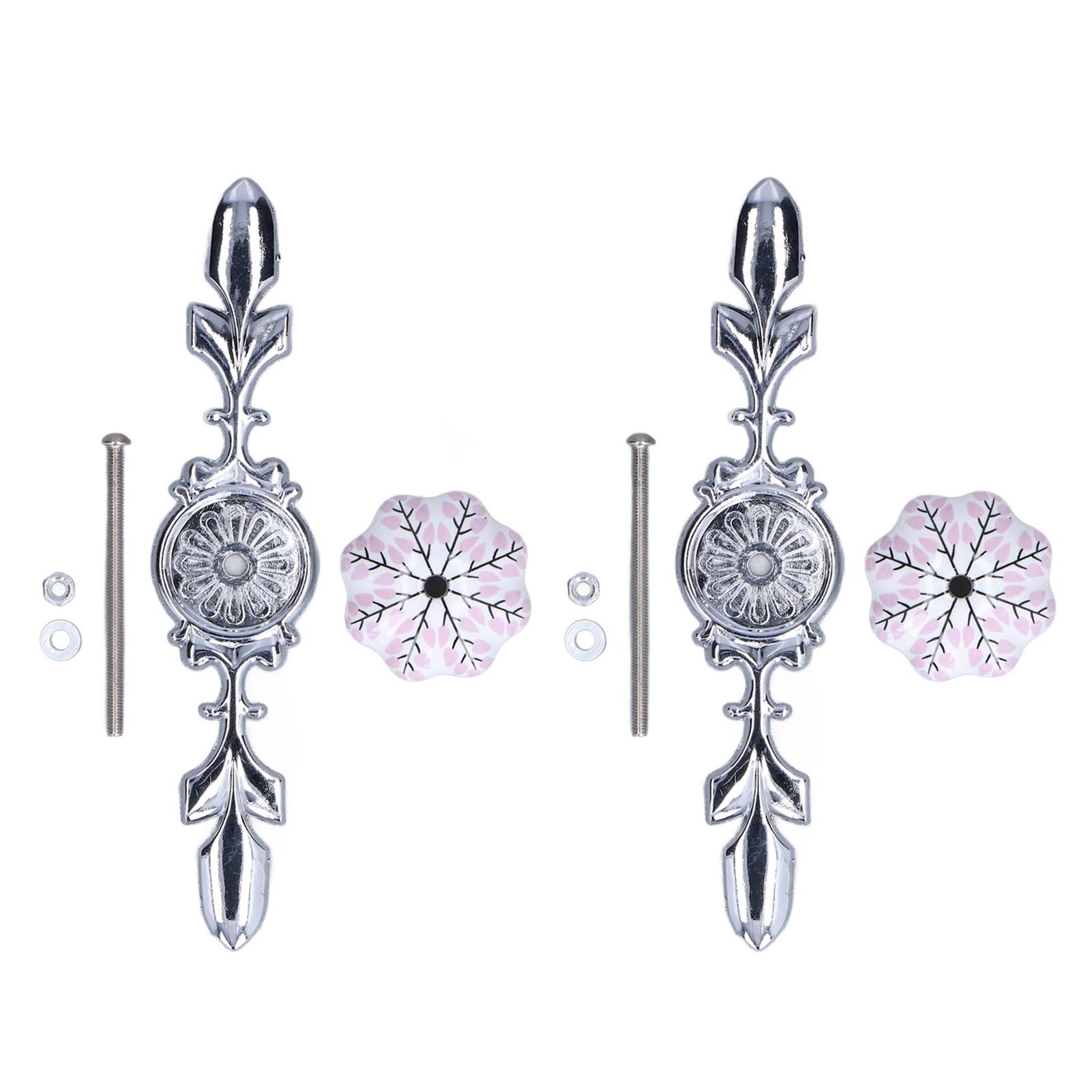 2pcs/set Ceramic Cabinet Handle Modern Simple Style Hand Painted Ceramic Cabinet Knobs1061D Flower Pattern - Image 1