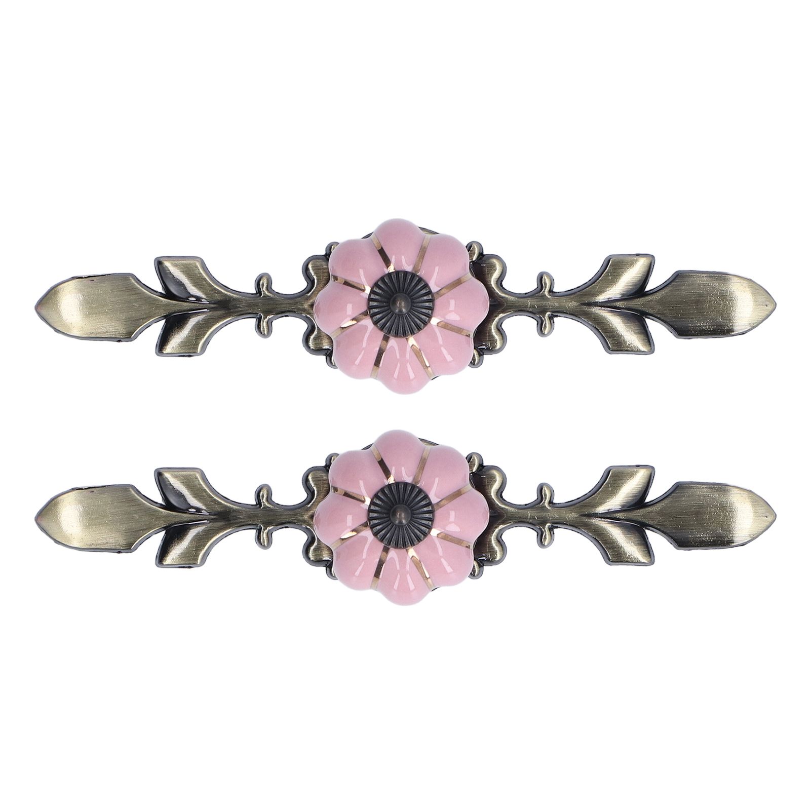 2pcs/set Hand Painted Pumpkin Drawer Knobs Chinese Pastoral Style Ceramic Cabinet HandlePink - Image 6