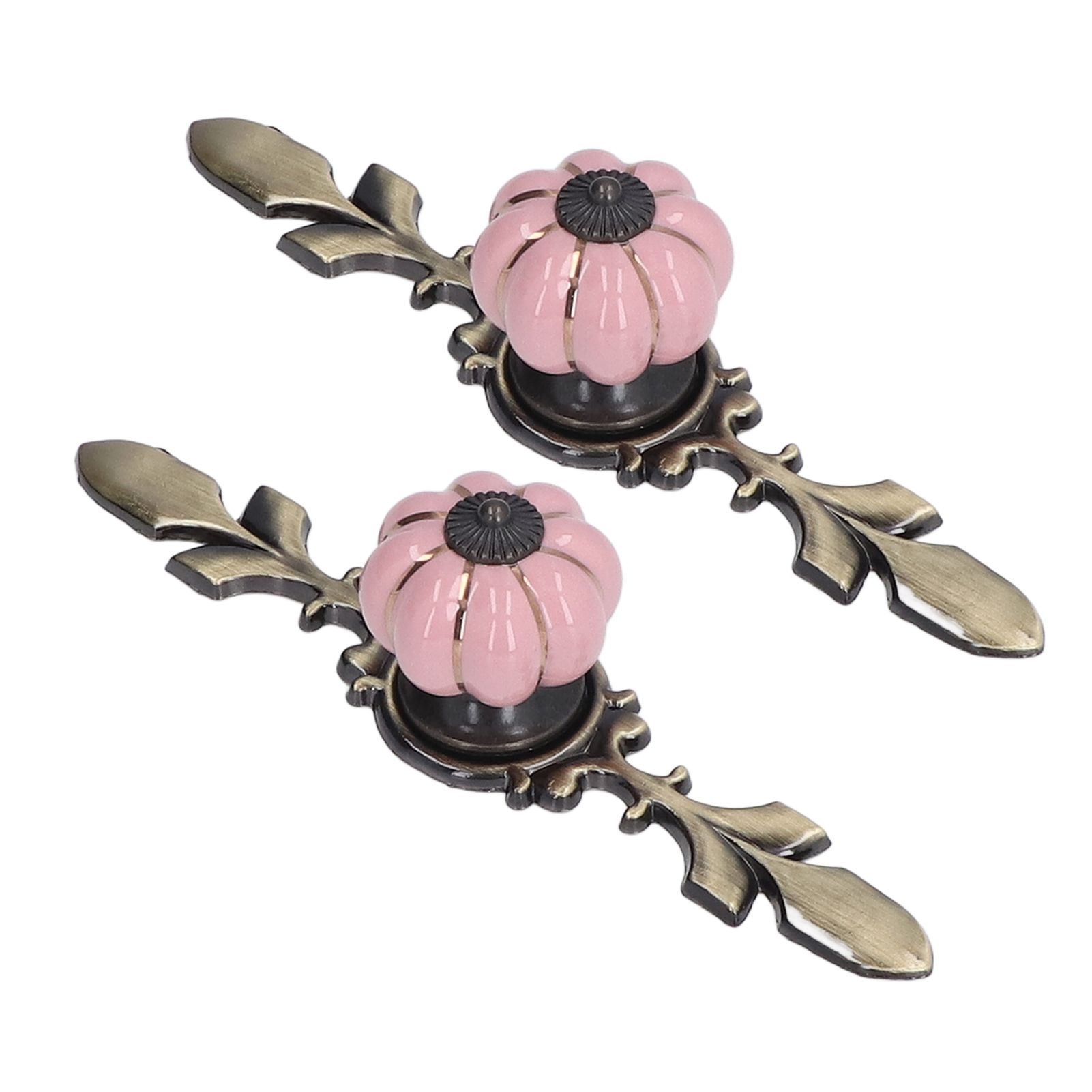 2pcs/set Hand Painted Pumpkin Drawer Knobs Chinese Pastoral Style Ceramic Cabinet HandlePink - Image 8